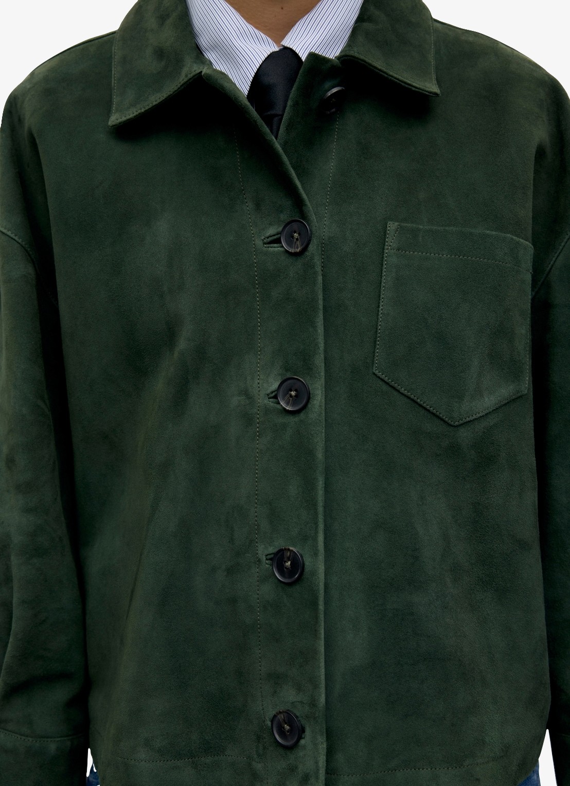 Gerard Darel Pia overshirt van suède - detail groen