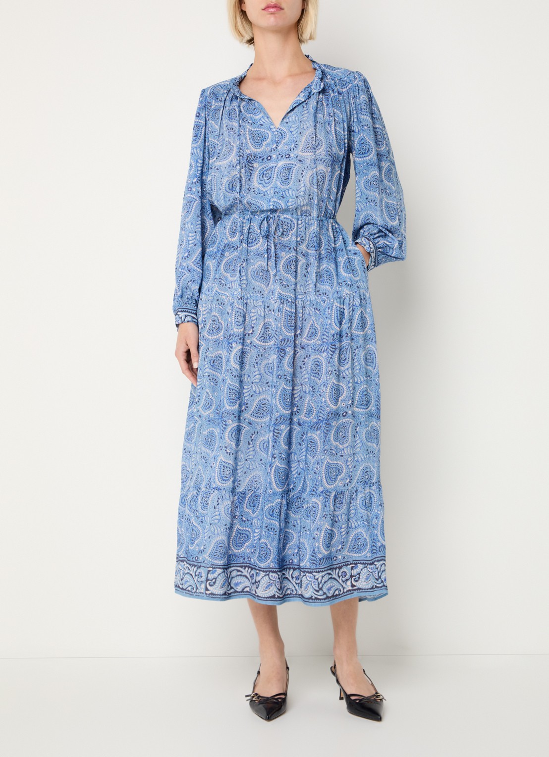 Gerard Darel Piana midi tuniekjurk met paisley dessin - detail 2 blauw