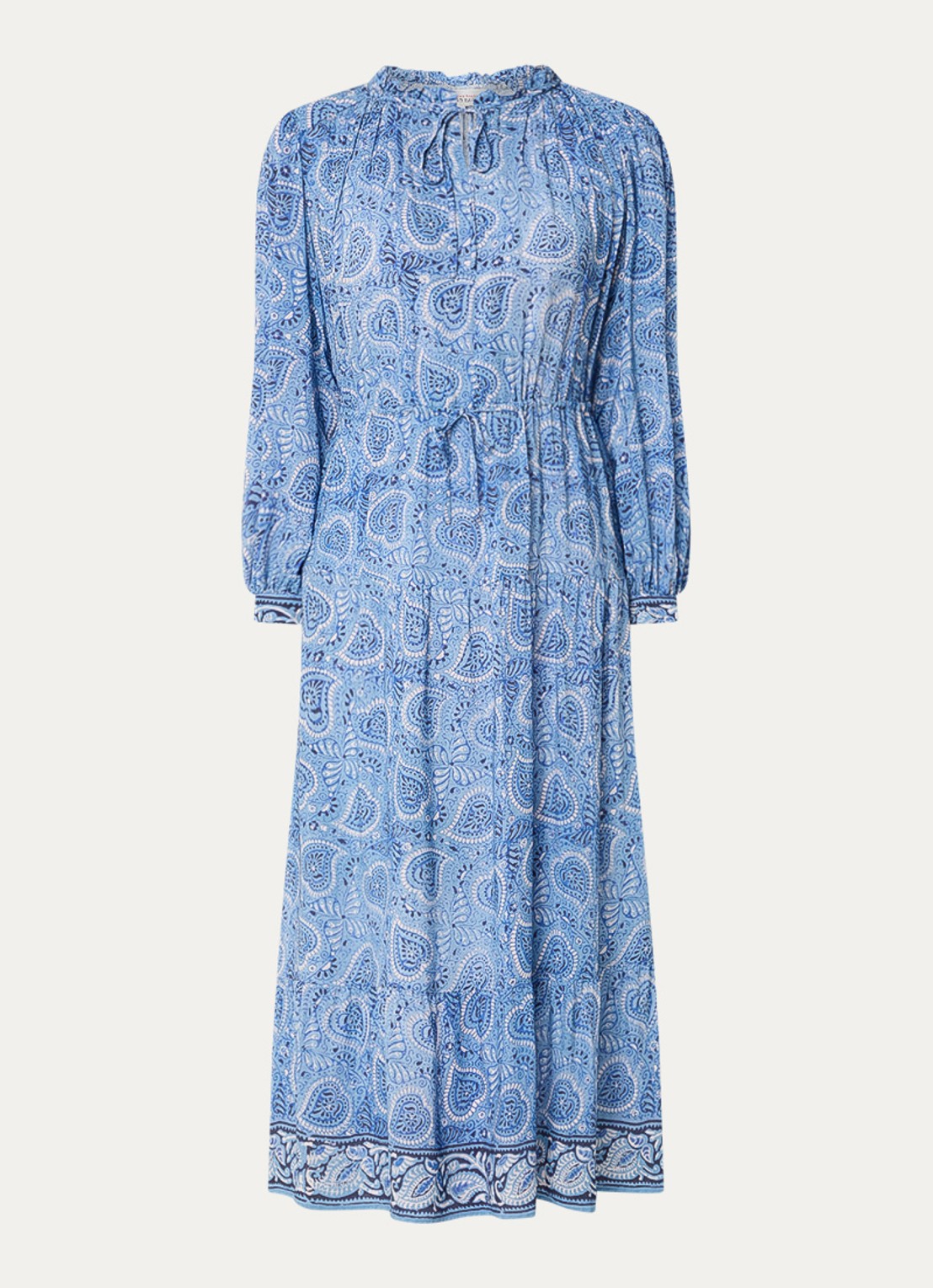 Gerard Darel Piana midi tuniekjurk met paisley dessin - voorkant 4 blauw