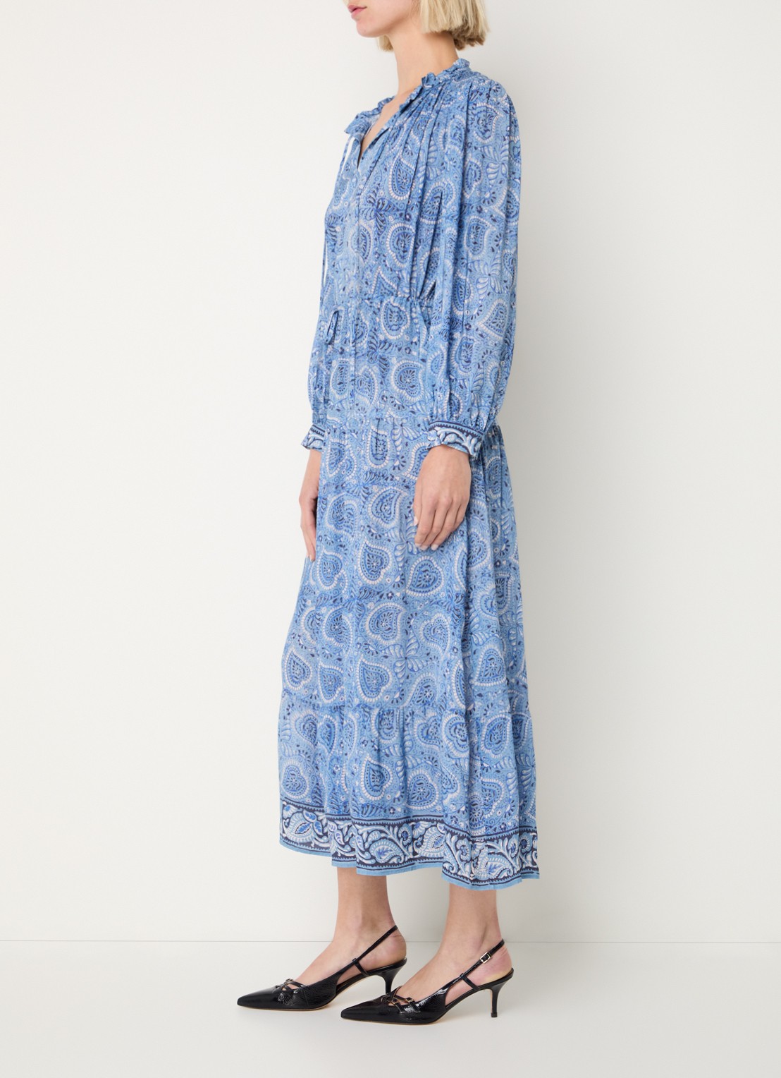 Gerard Darel Piana midi tuniekjurk met paisley dessin - voorkant 5 blauw