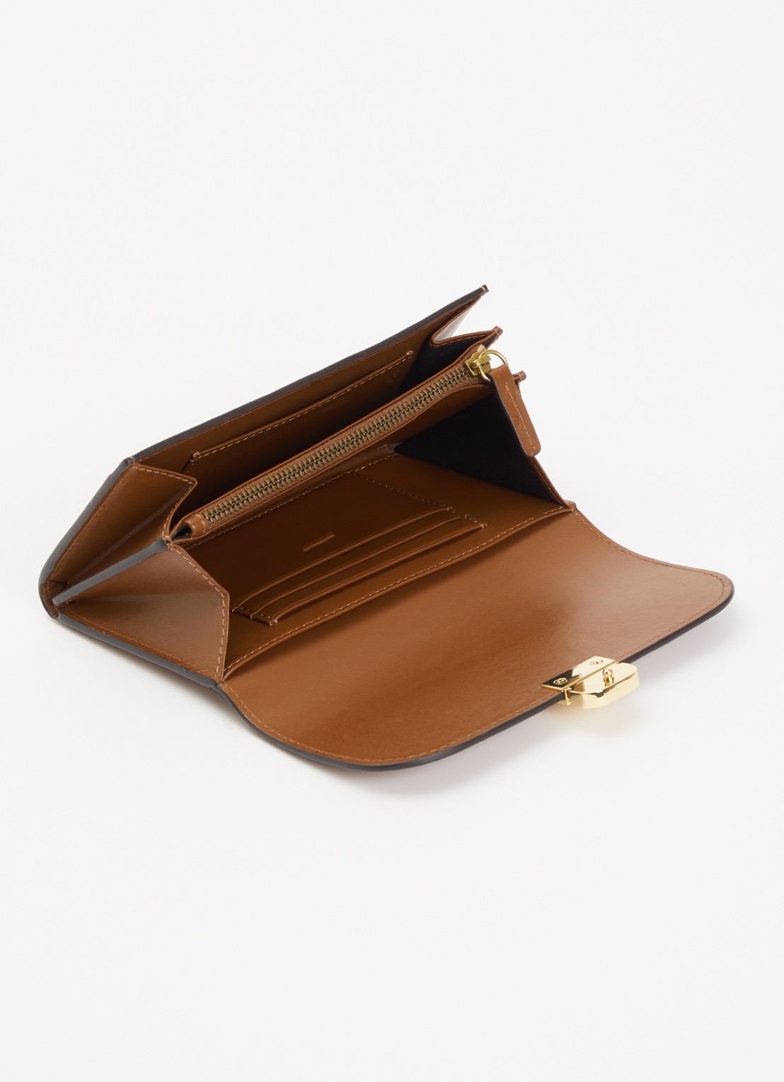 Gerard Darel Portemonnee van leer met logo - voorkant 3 cognac