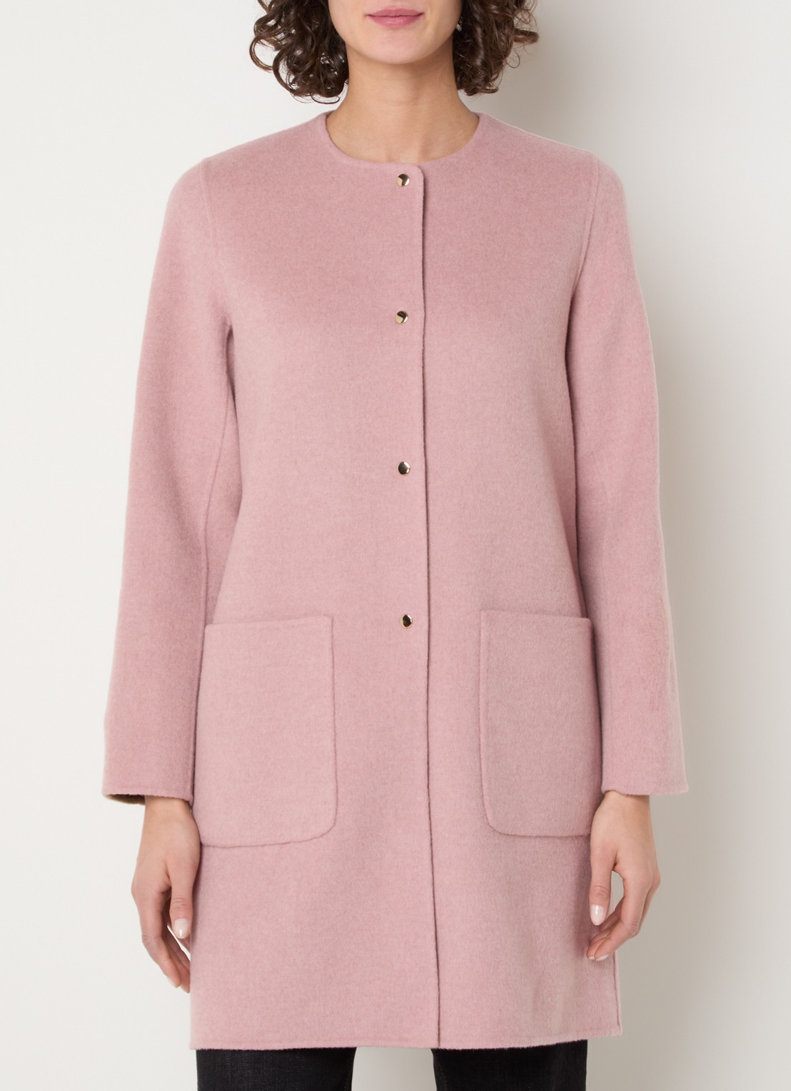 Gerard Darel Precilia reversible mantel van wol - detail 2 lichtroze