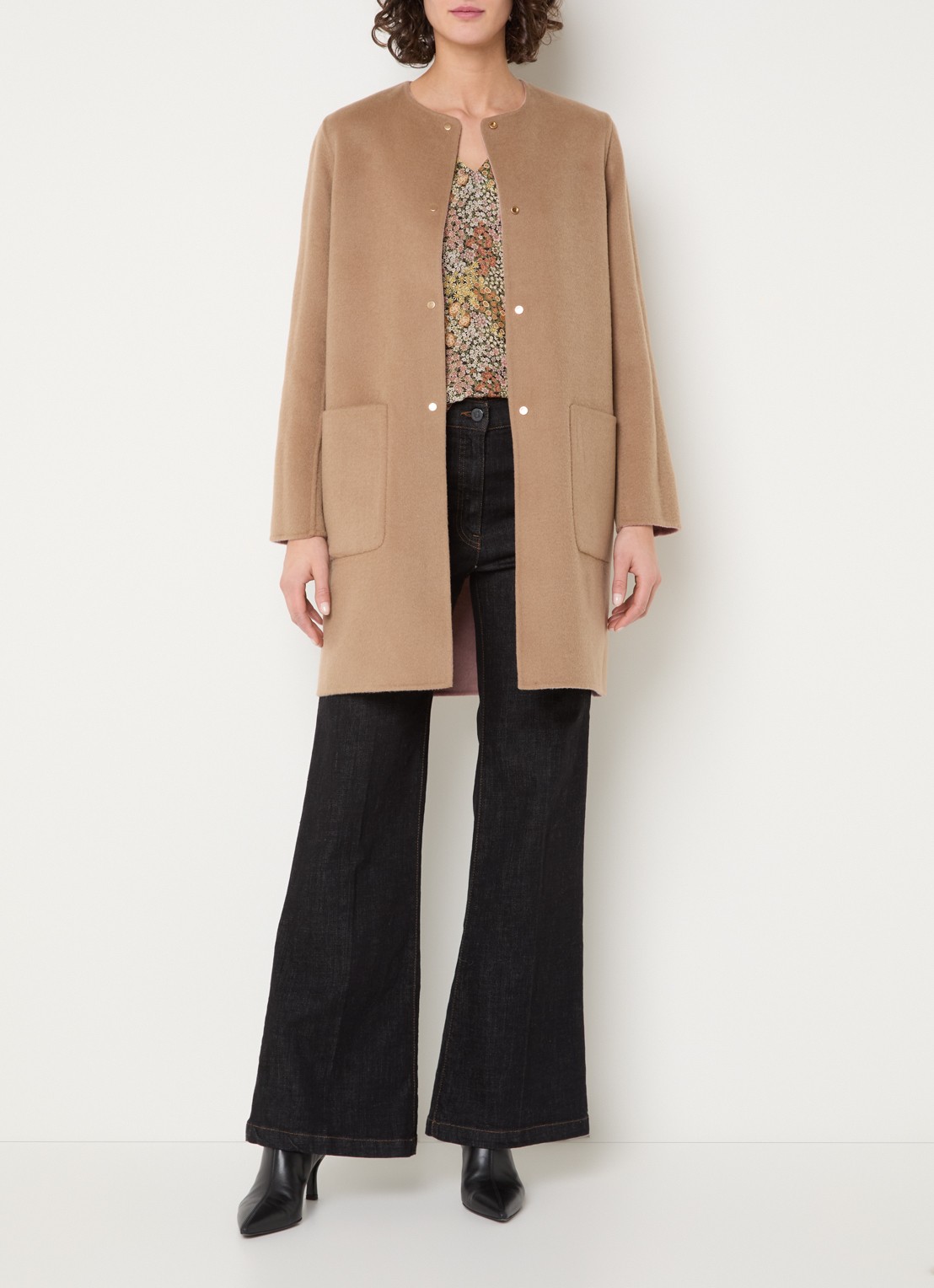 Gerard Darel Precilia reversible mantel van wol - voorkant 4 lichtroze