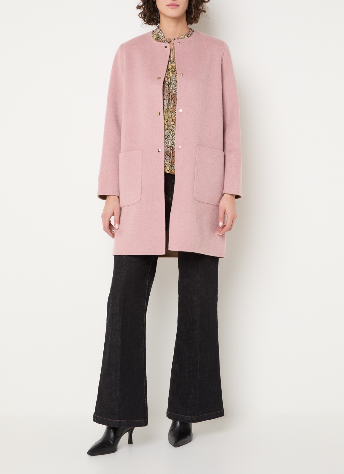 Gerard Darel Precilia reversible mantel van wol - voorkant 5 lichtroze