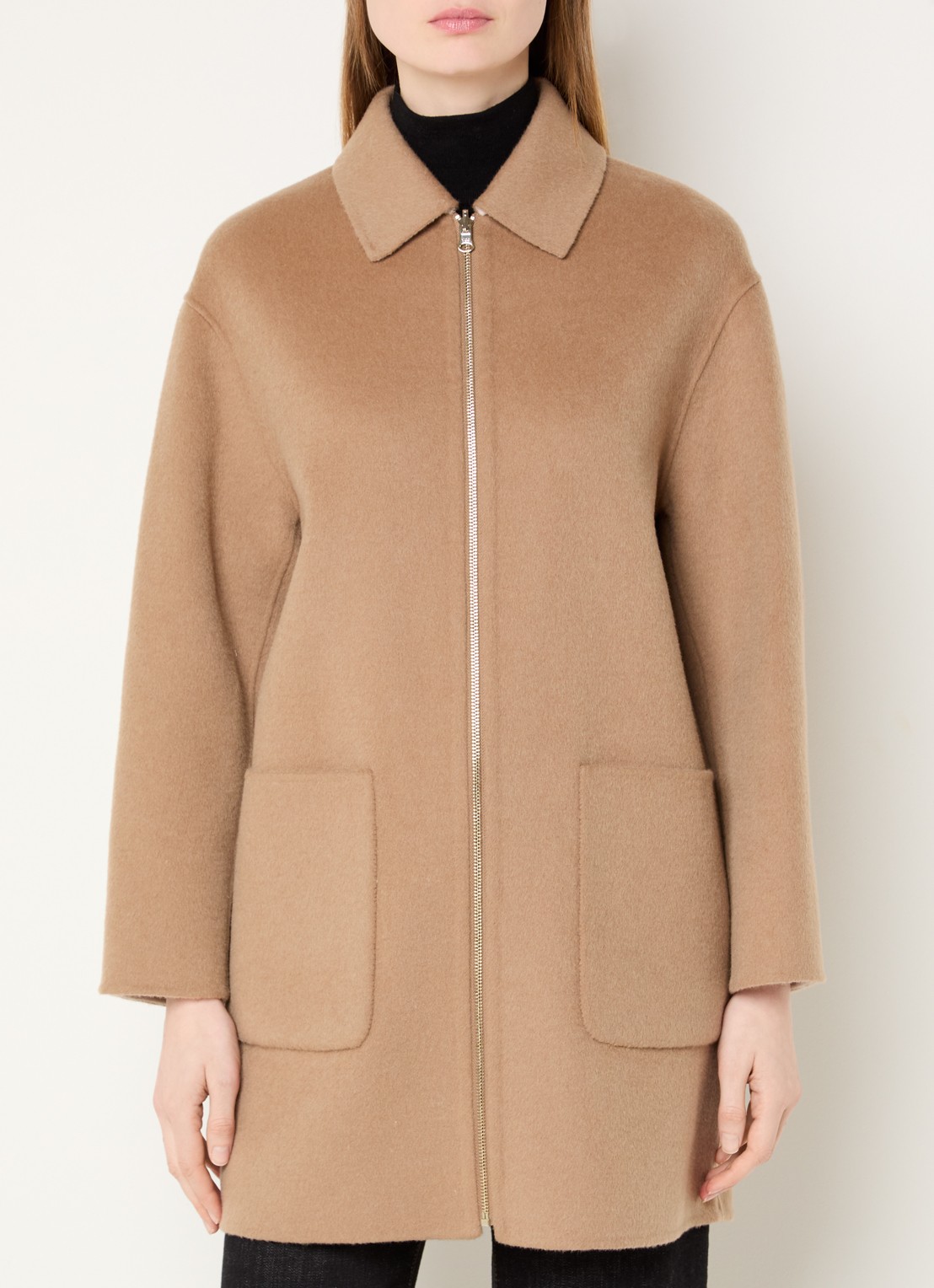 Gerard Darel Prisca mantel van wol met opgestikte zakken - detail 5 camel