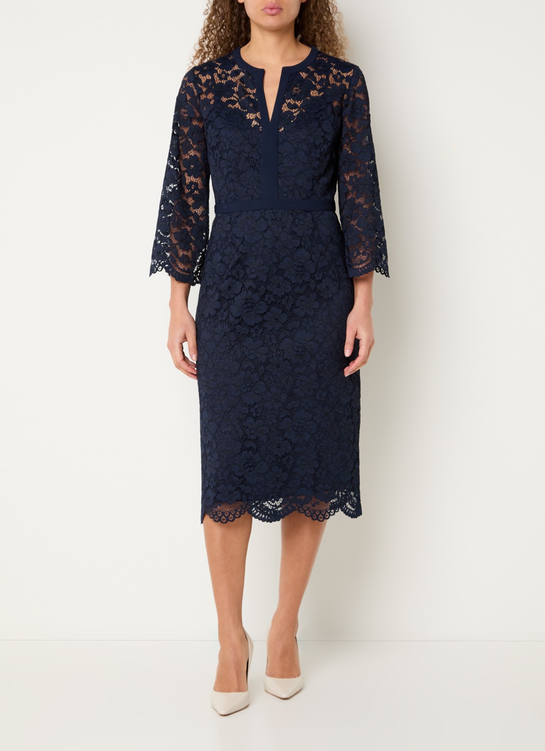 Gerard Darel Radia midi jurk van kant - detail 3 donkerblauw