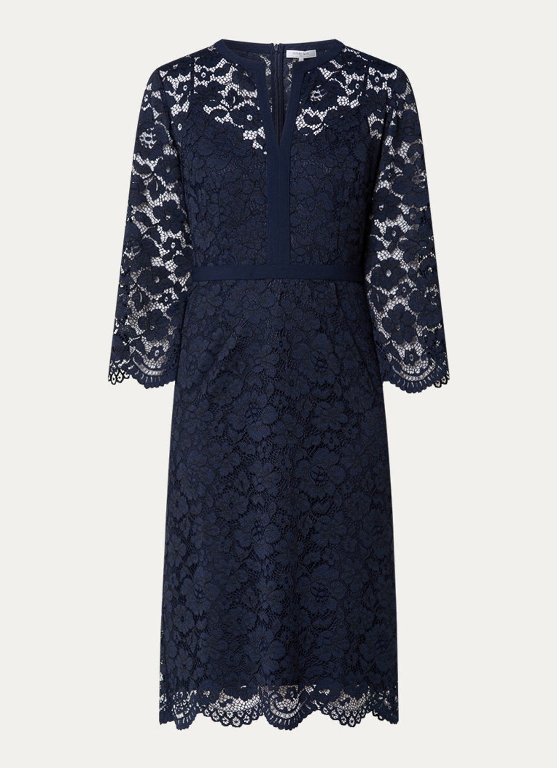 Gerard Darel Radia midi jurk van kant - voorkant donkerblauw