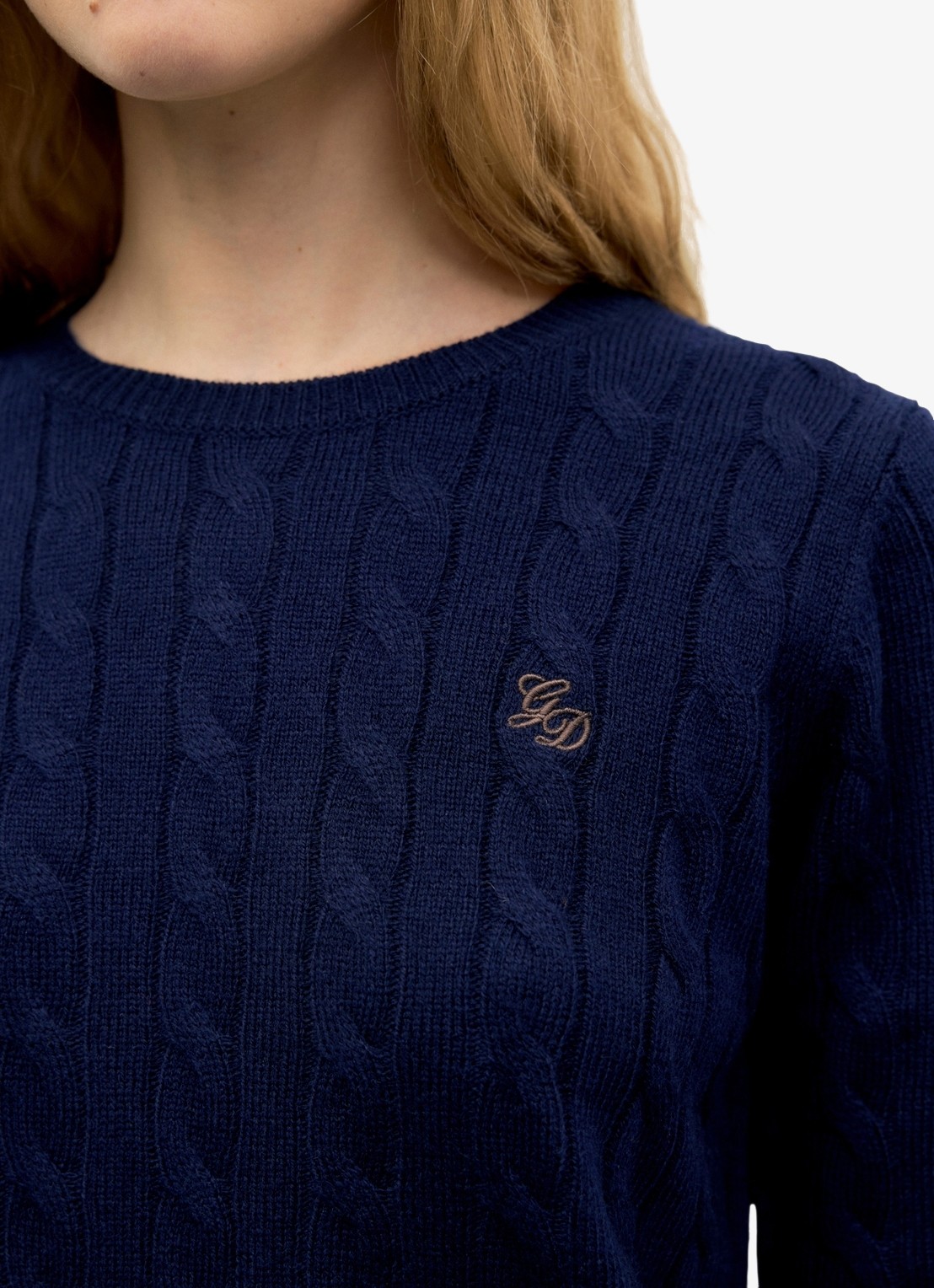 Gerard Darel Raisa kabelgebreide trui in kasjmierblend - detail 2 donkerblauw