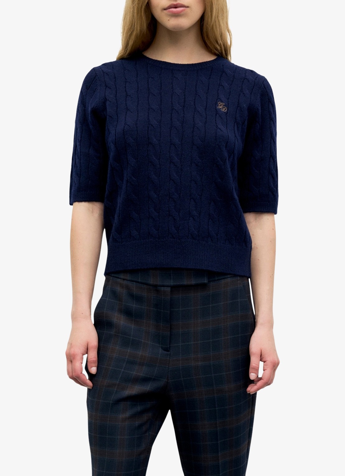 Gerard Darel Raisa kabelgebreide trui in kasjmierblend - detail 3 donkerblauw