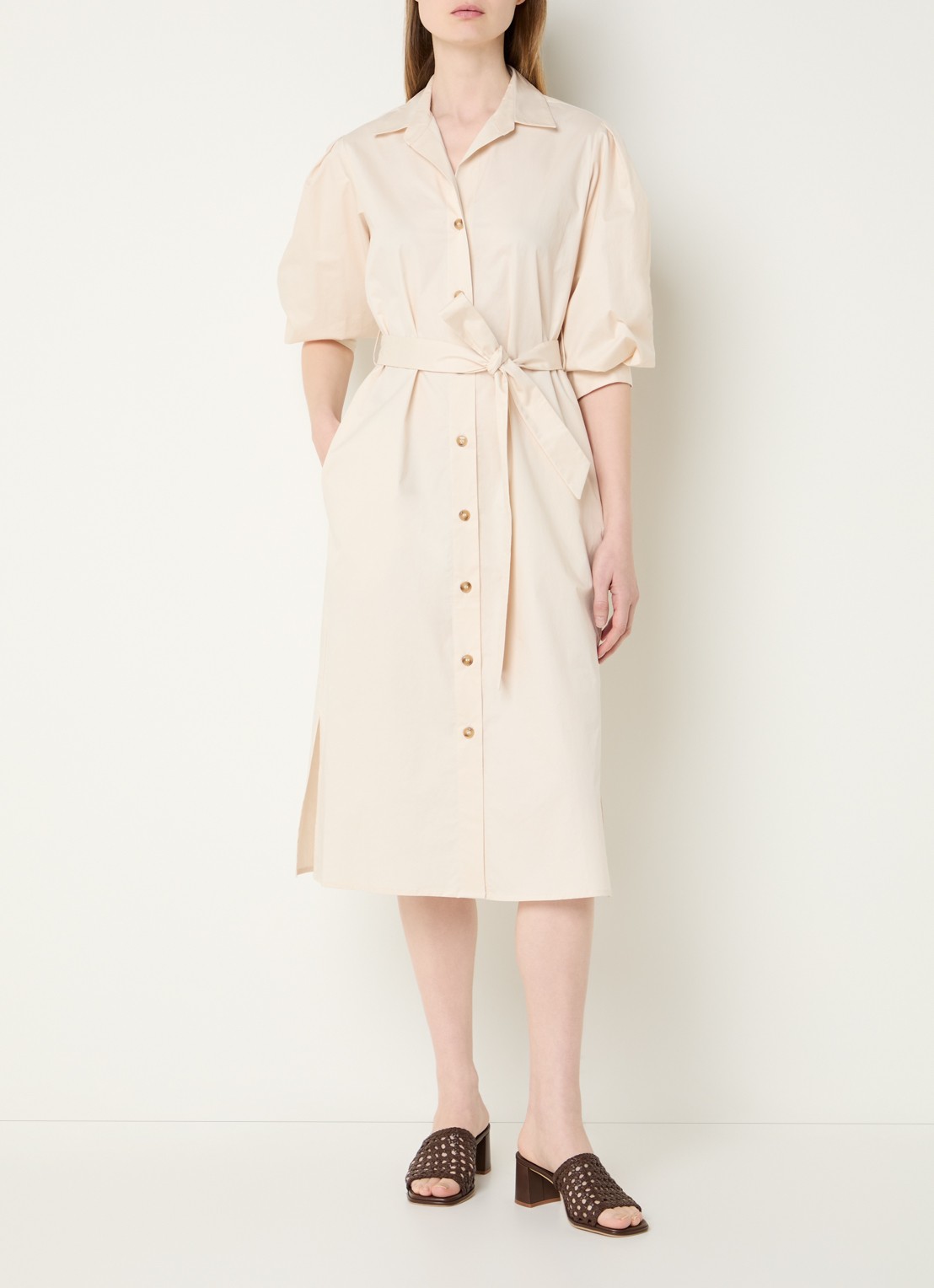 Gerard Darel Ralia maxi jurk met strikceintuur - detail gebroken wit