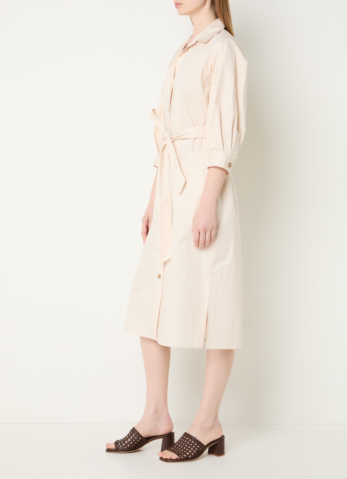 Gerard Darel Ralia maxi jurk met strikceintuur - voorkant 3 gebroken wit
