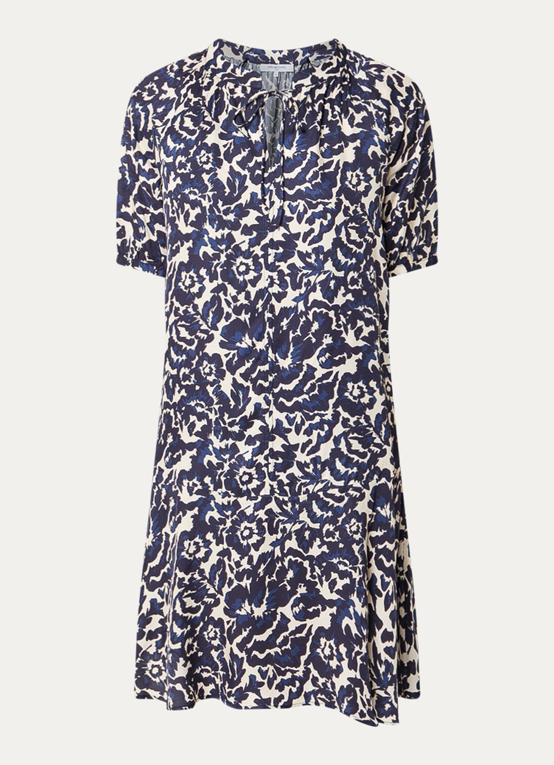 Gerard Darel Raliah mini tuniekjurk met bloemenprint - voorkant donkerblauw