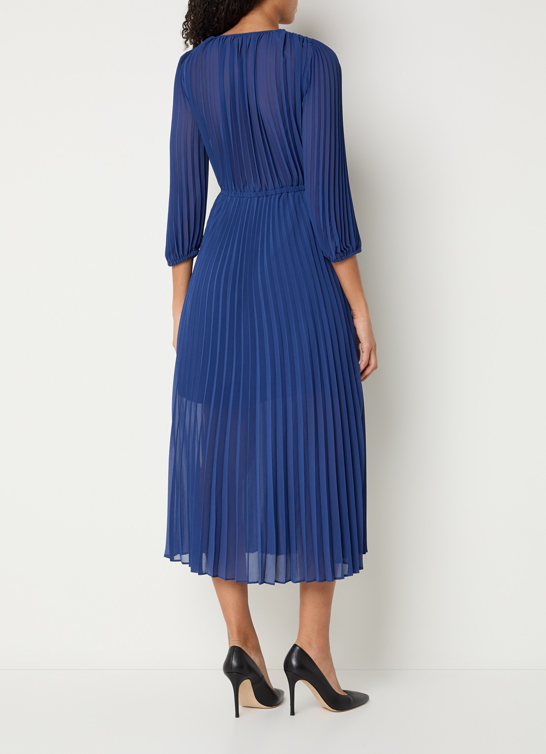 Gerard Darel Rayna midi jurk met plooien - achterkant 3 blauw