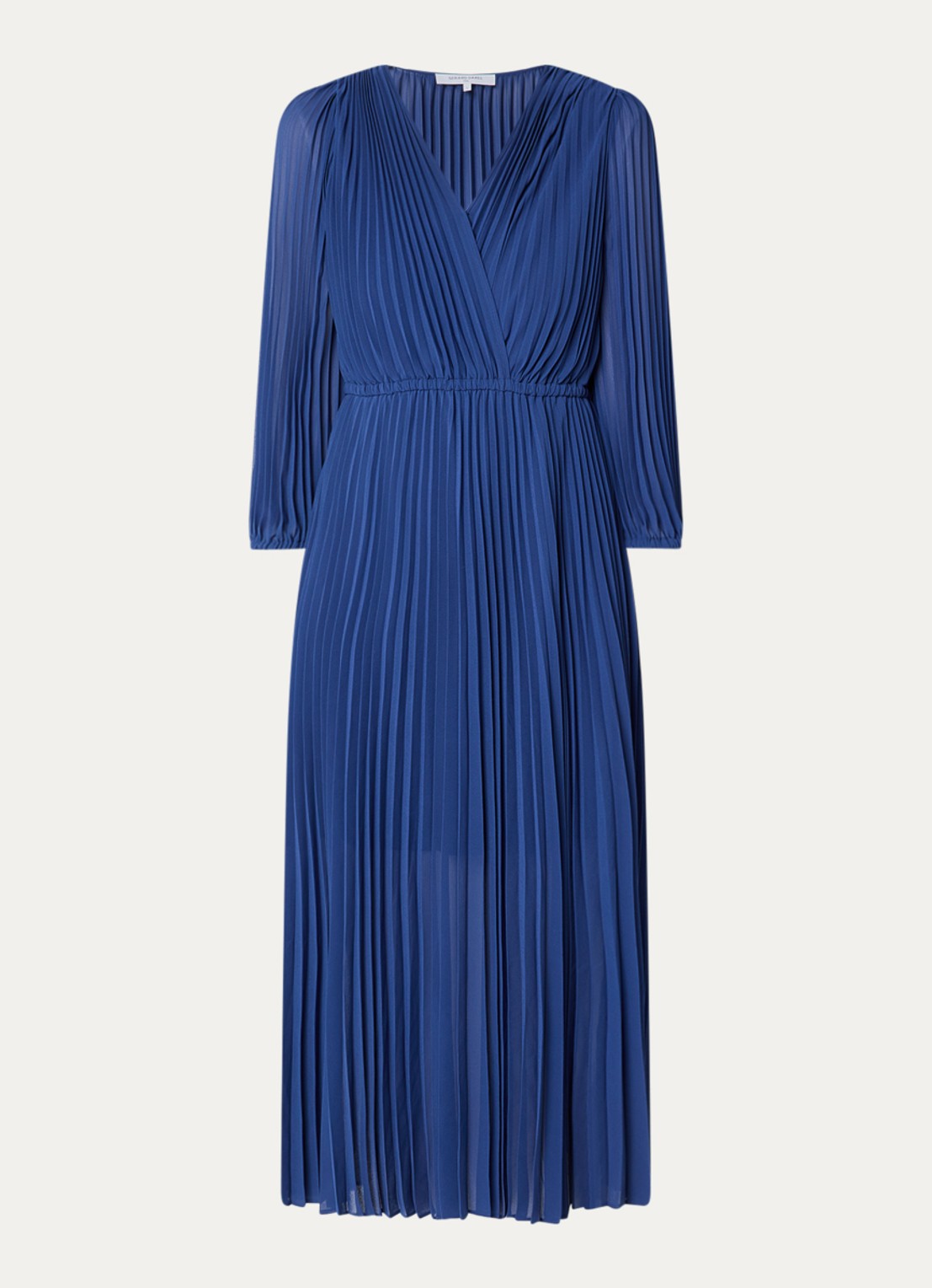 Gerard Darel Rayna midi jurk met plooien - voorkant blauw