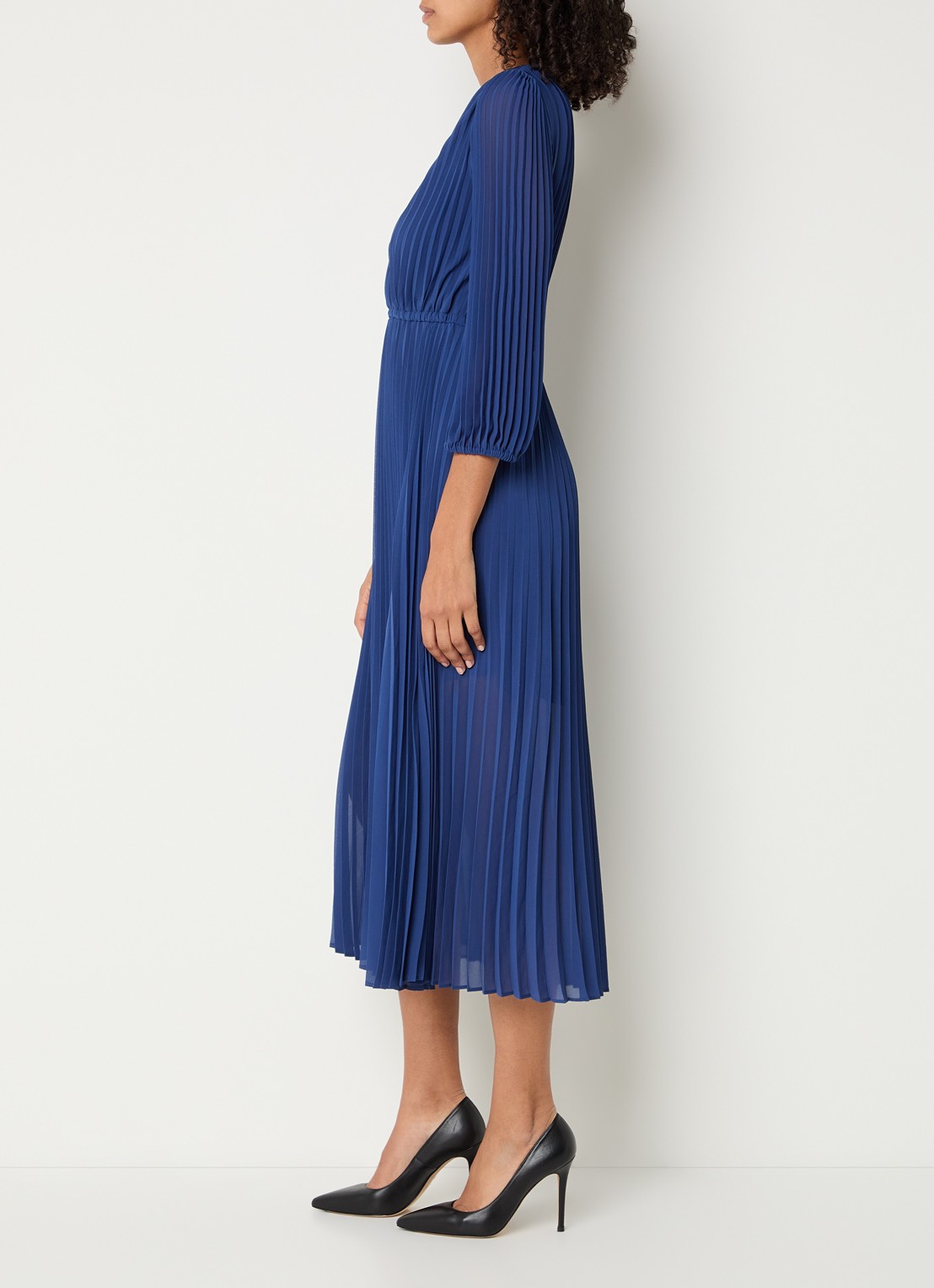 Gerard Darel Rayna midi jurk met plooien - voorkant 2 blauw