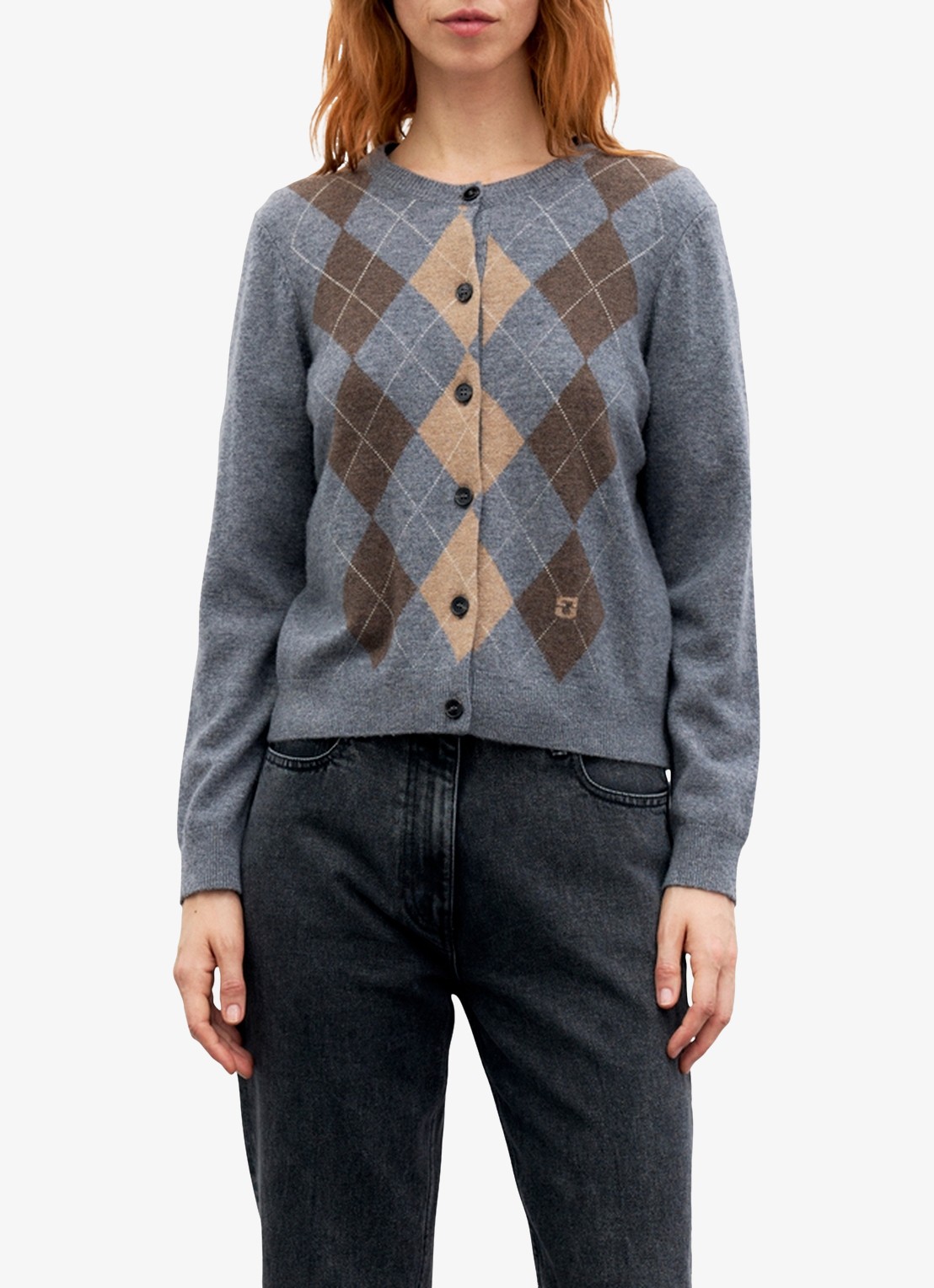 Gerard Darel Rely fijngebreid vest van wol - detail 4 grijs