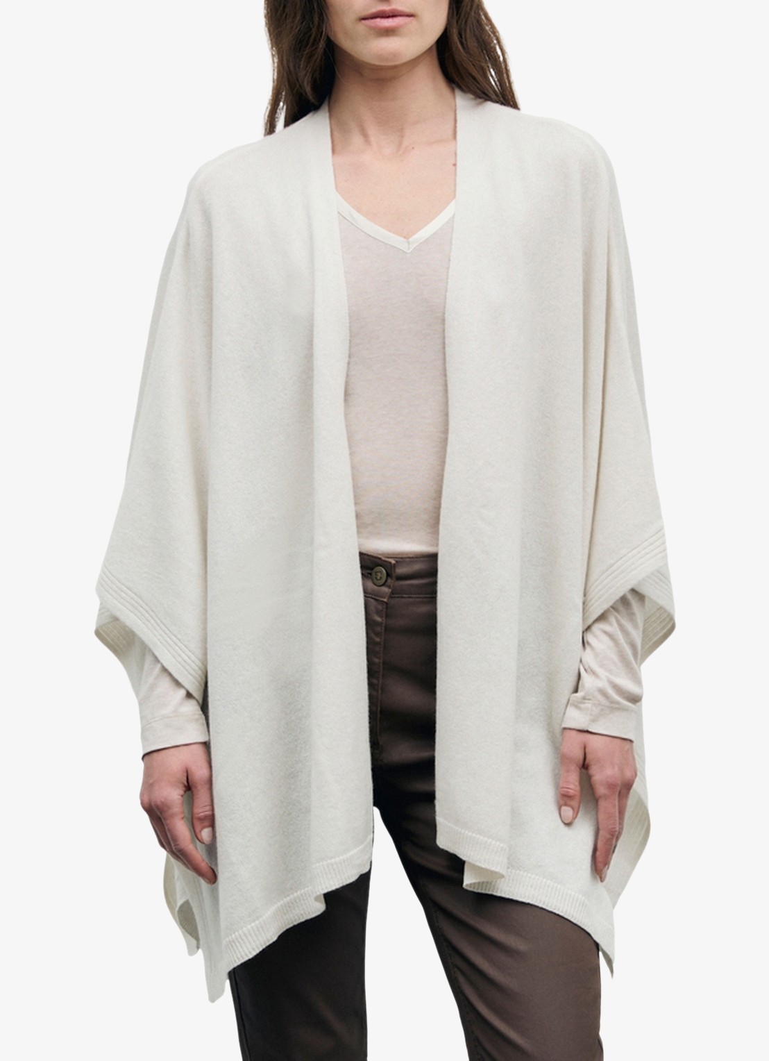 Gerard Darel Reya fijngebreide poncho van kasjmier - detail 5 creme