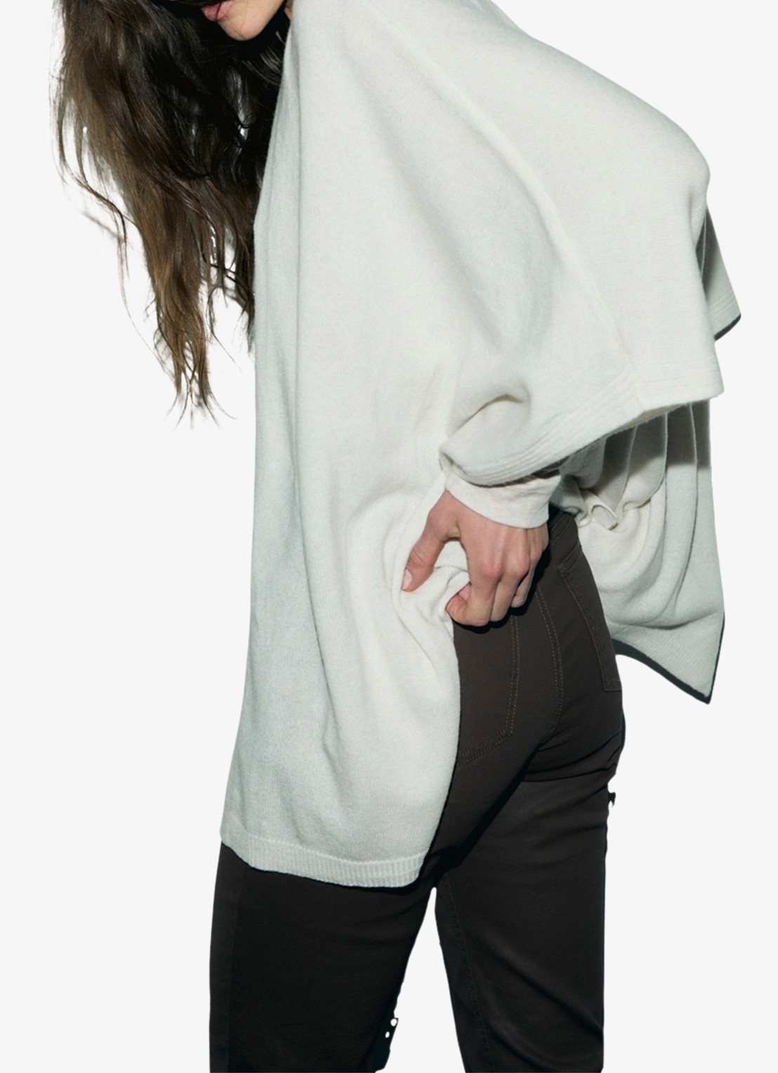 Gerard Darel Reya fijngebreide poncho van kasjmier - detail 6 creme