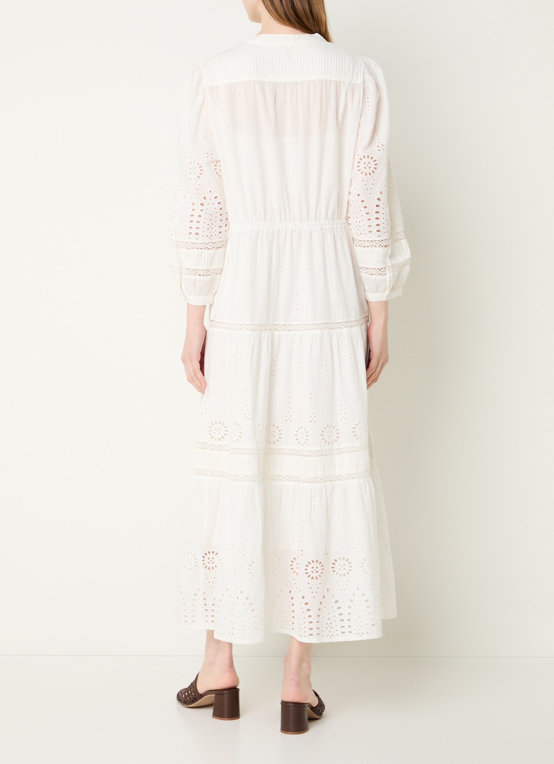 Gerard Darel Rhonie maxi blousejurk met broderie - achterkant creme
