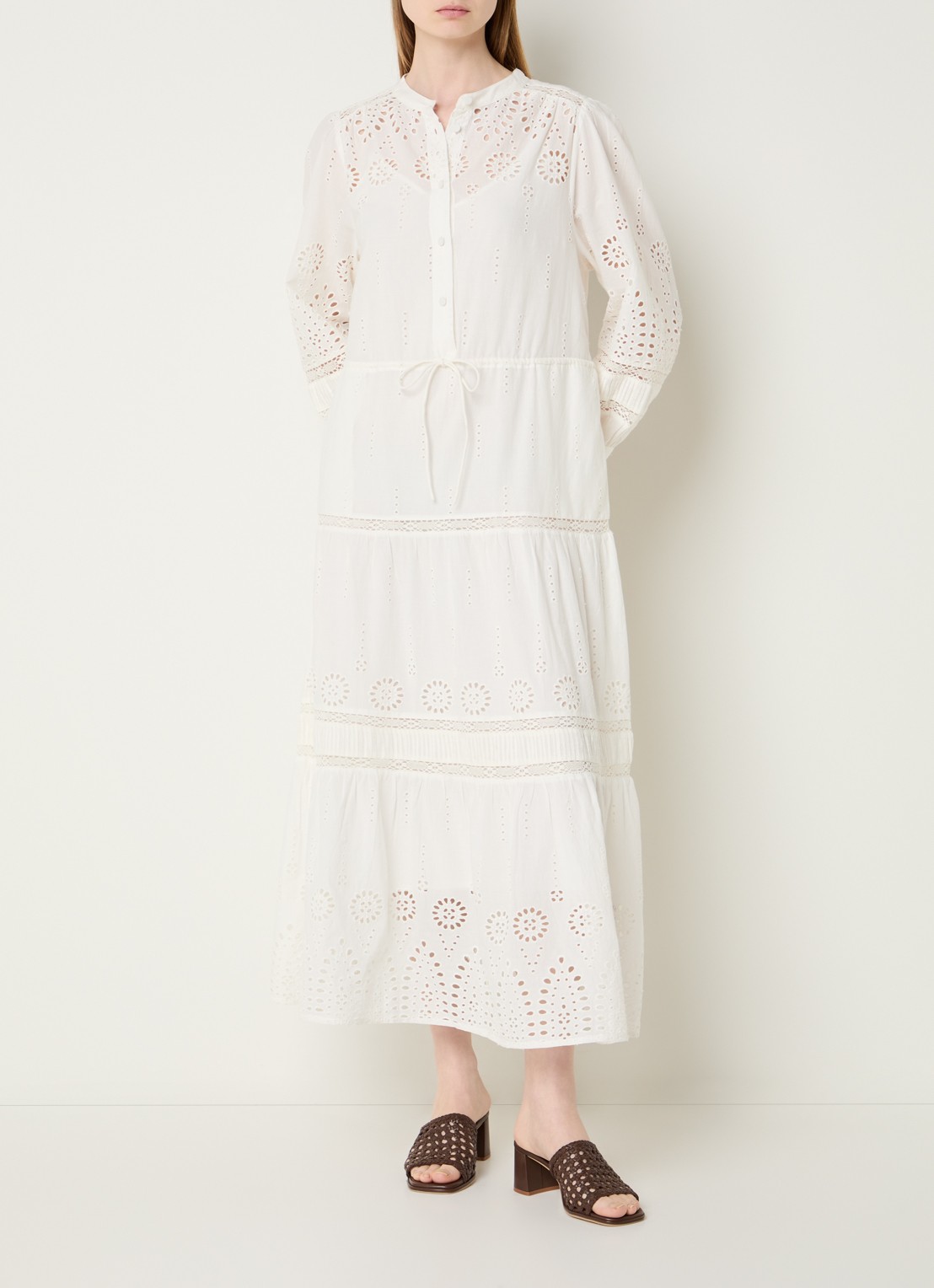 Gerard Darel Rhonie maxi blousejurk met broderie - detail 4 creme