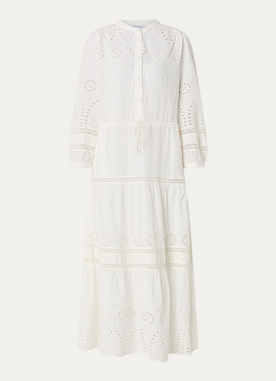 Gerard Darel Rhonie maxi blousejurk met broderie - voorkant 2 creme