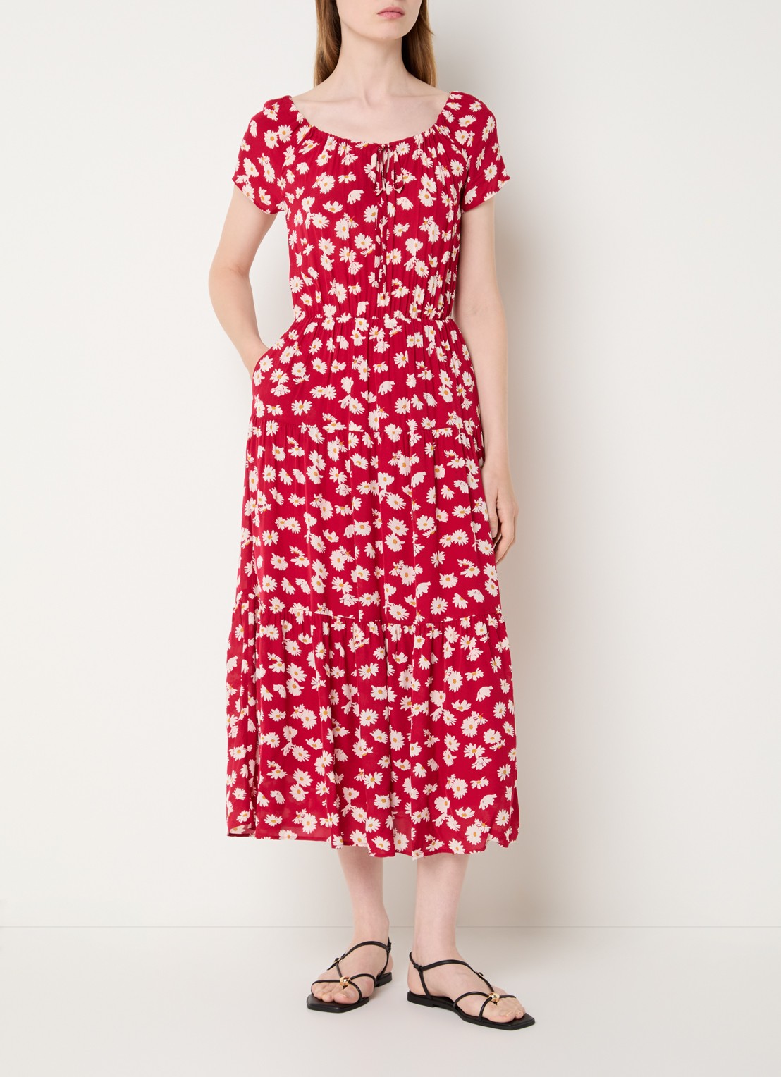 Gerard Darel Rifka midi tuniekjurk met bloemenprint - detail rood