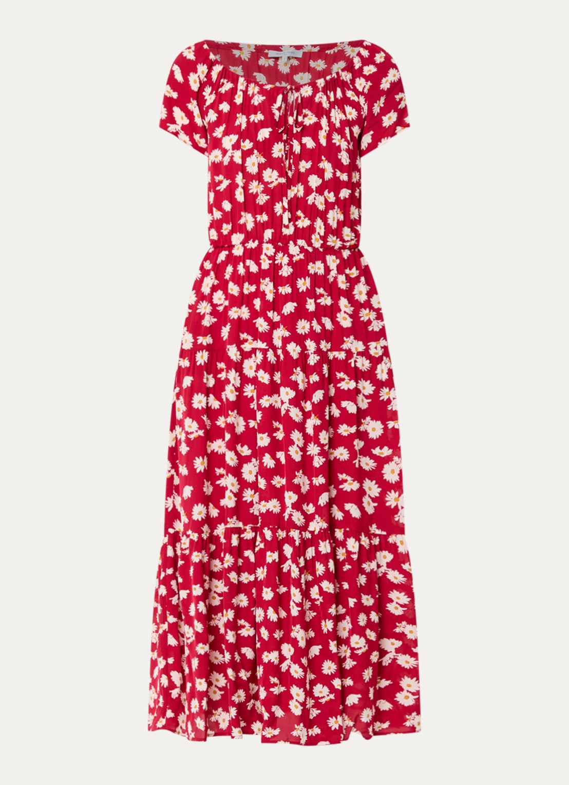 Gerard Darel Rifka midi tuniekjurk met bloemenprint - voorkant 2 rood
