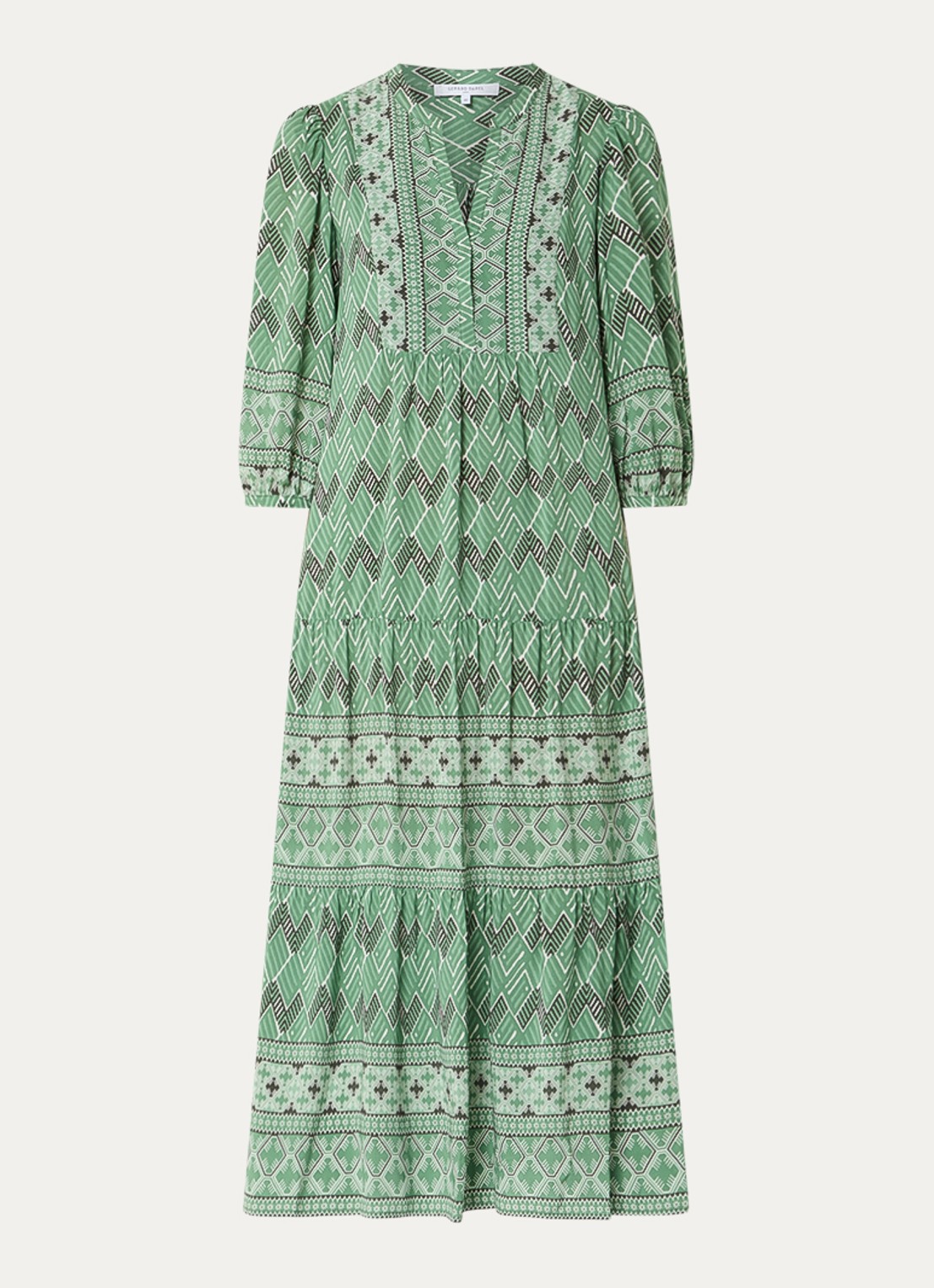 Gerard Darel Riham midi tuniekjurk met grafische print - voorkant 2 groen