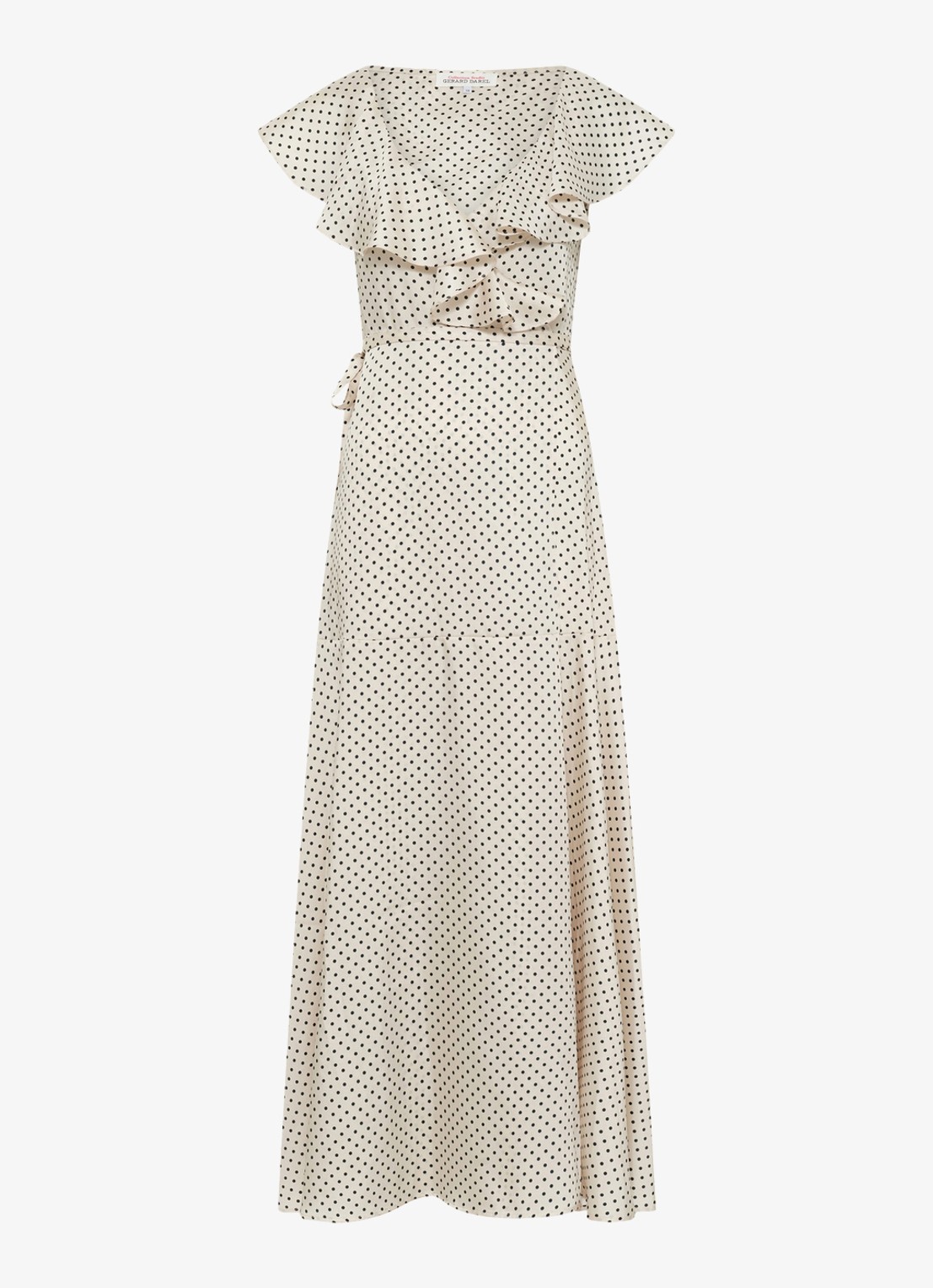 Gerard Darel Rika maxi wikkeljurk met stippenprint  - voorkant 4 creme