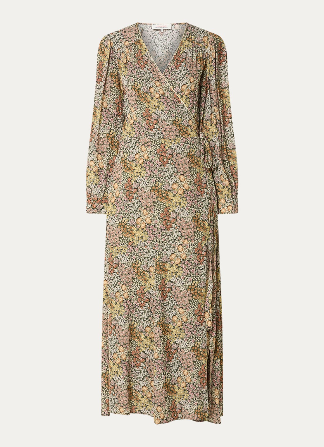 Gerard Darel Rimaya midi jurk met overslag en bloemenprint - voorkant 2 groen