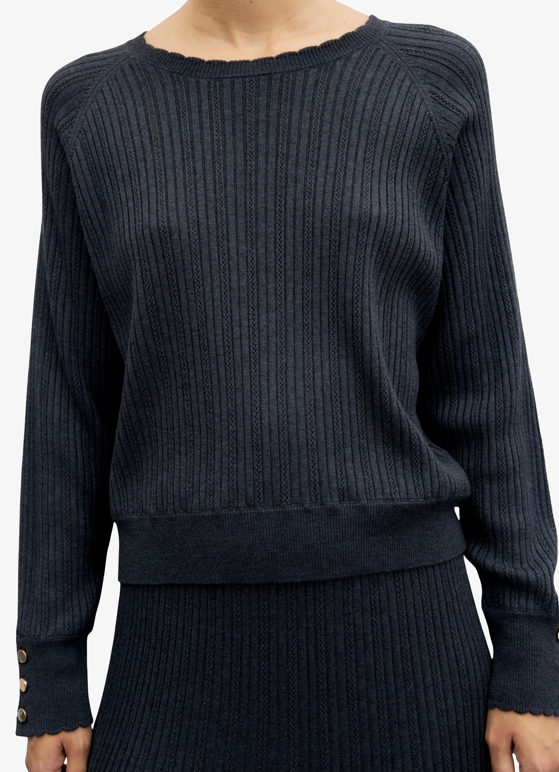 Gerard Darel Rita fijngebreide trui van wol - detail 4 donkerblauw