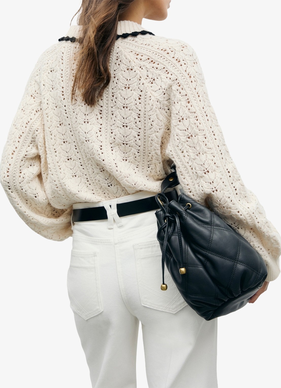 Gerard Darel Roca grofgebreide trui met polokraag - detail 5 creme