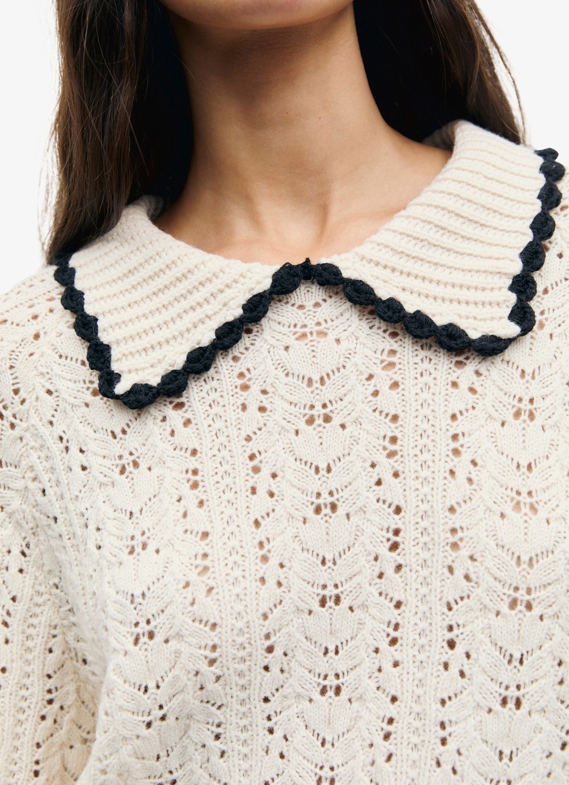 Gerard Darel Roca grofgebreide trui met polokraag - detail 6 creme