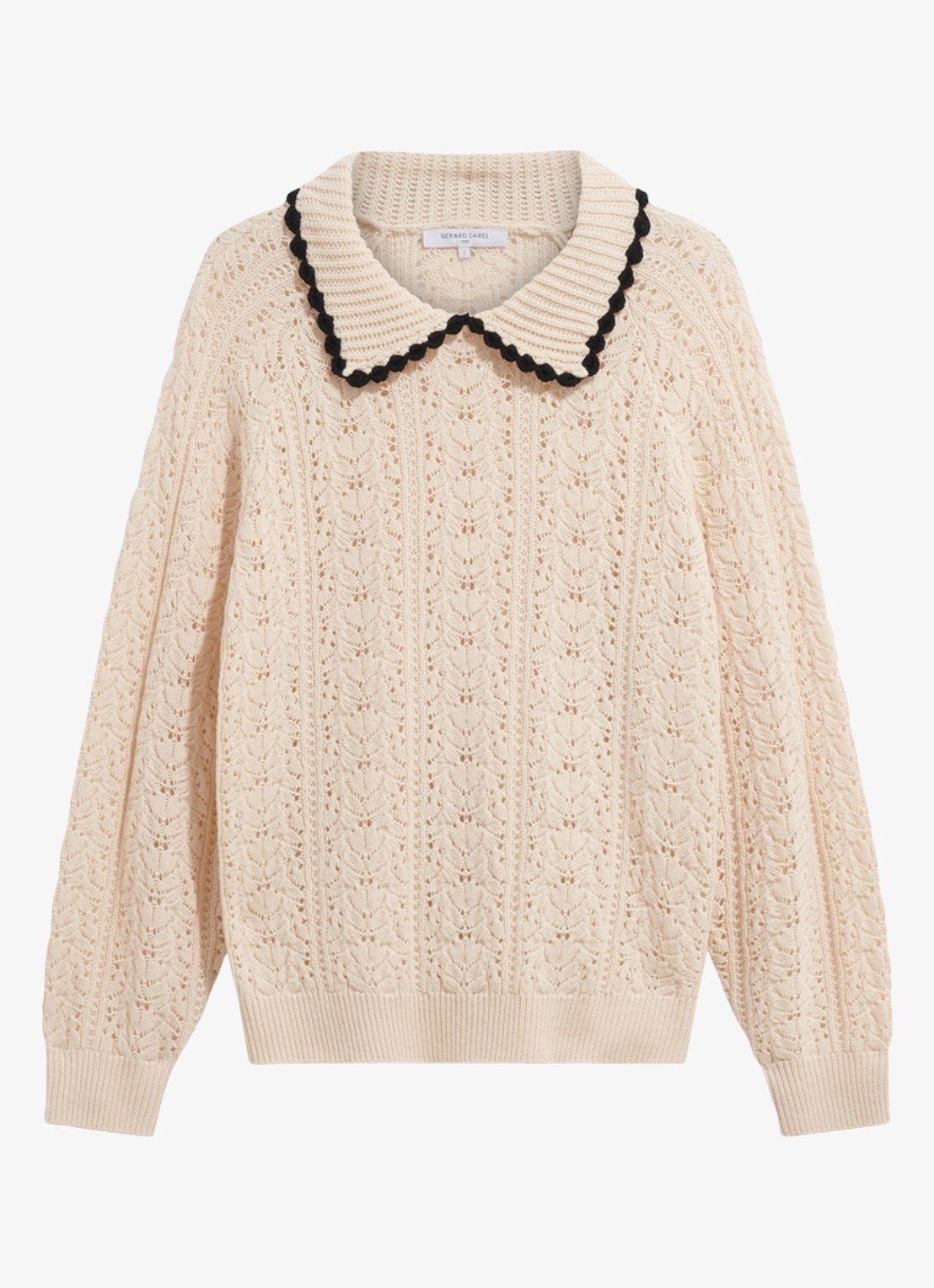 Gerard Darel Roca grofgebreide trui met polokraag - voorkant creme