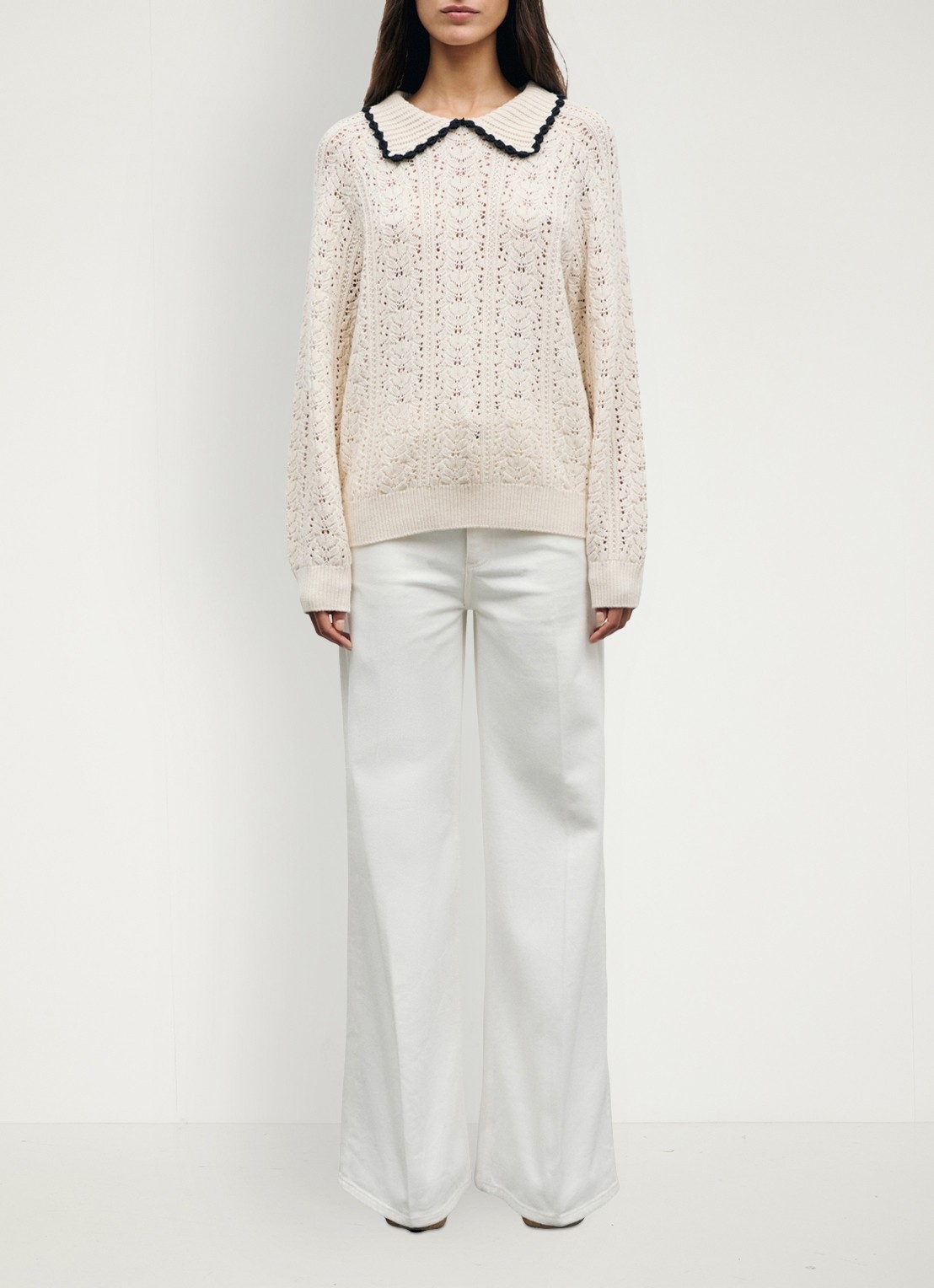 Gerard Darel Roca grofgebreide trui met polokraag - voorkant 2 creme