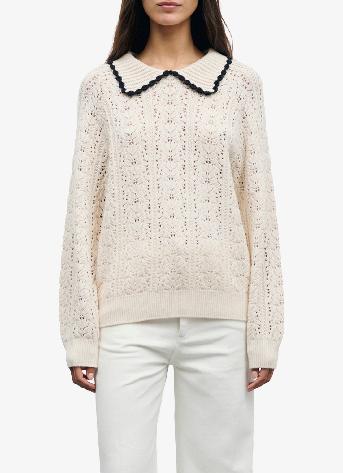Gerard Darel Roca grofgebreide trui met polokraag - detail 7 creme