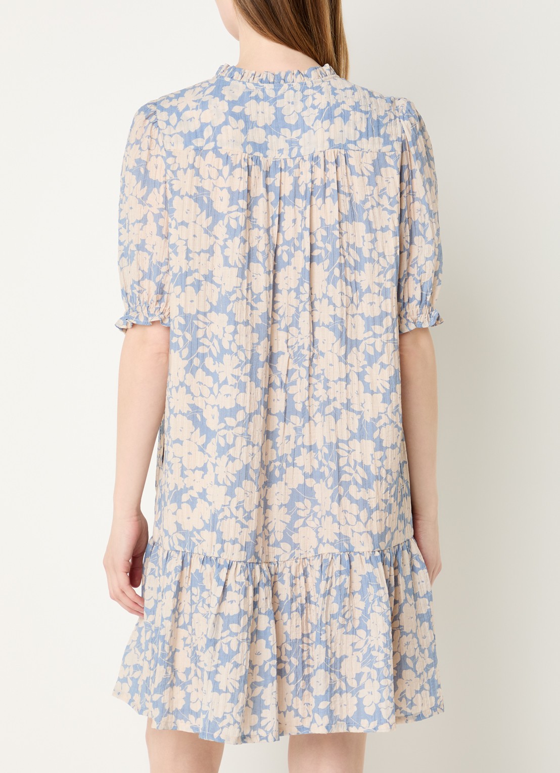 Gerard Darel Romie mini jurk met print - achterkant 3 lichtblauw