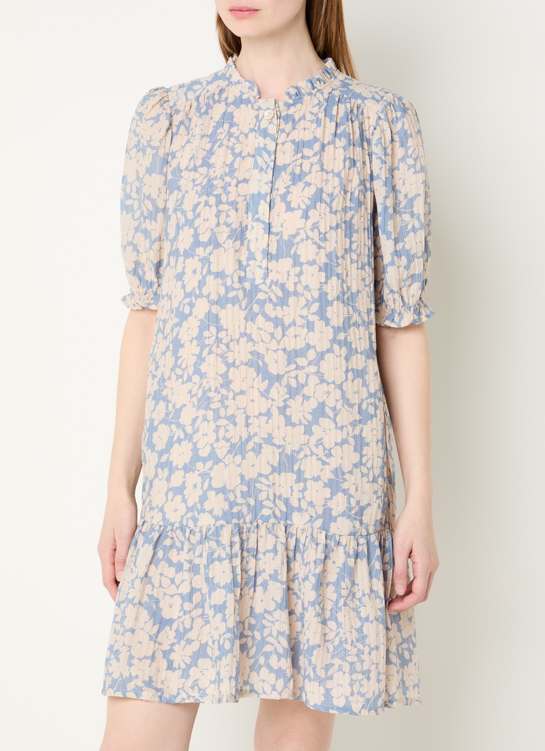 Gerard Darel Romie mini jurk met print - detail 4 lichtblauw