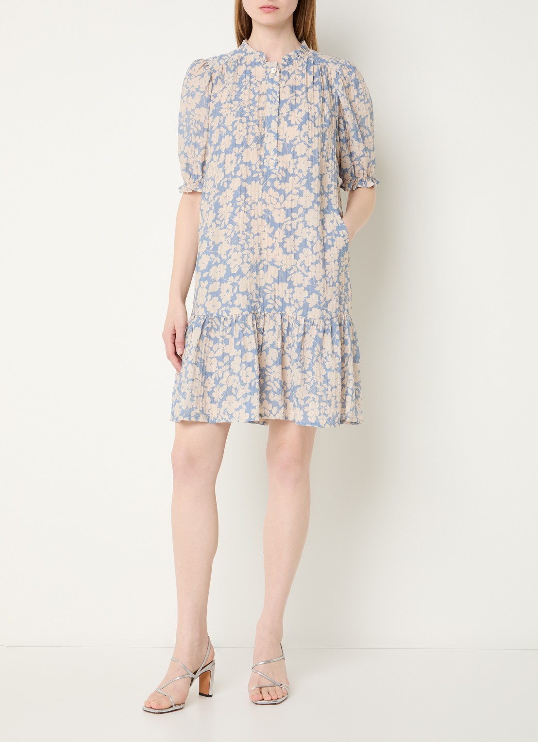 Gerard Darel Romie mini jurk met print - voorkant 2 lichtblauw