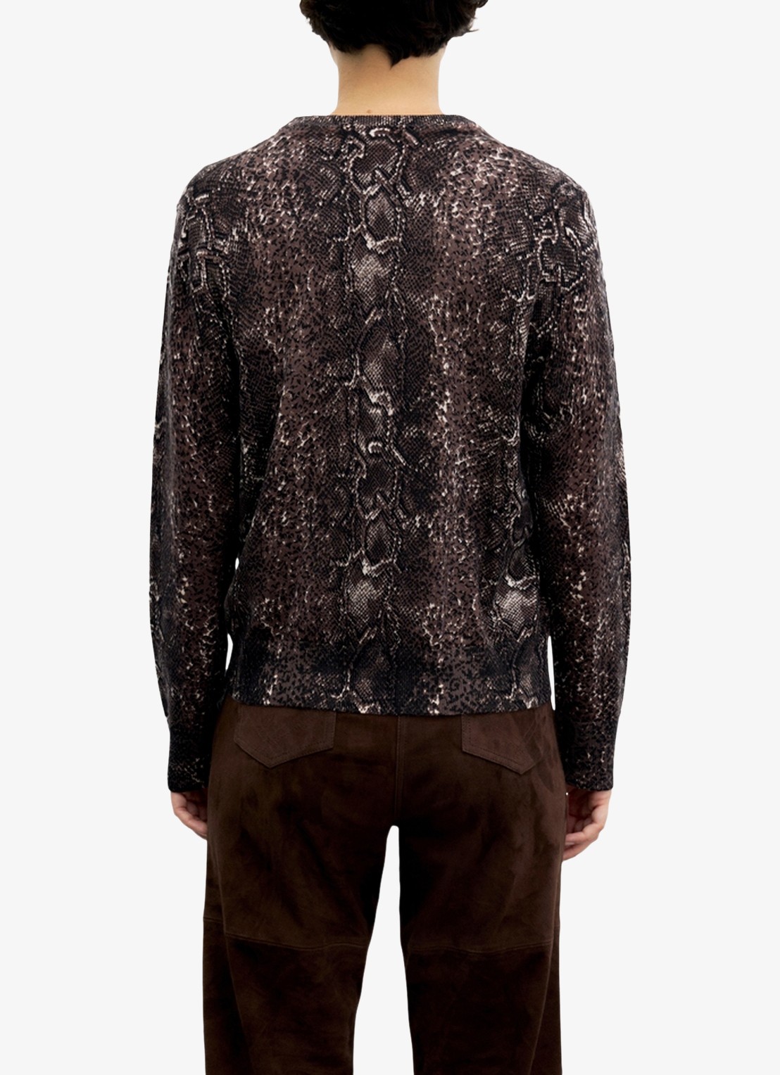 Gerard Darel Rosa fijngebreid vest van merino wol met slangenprint - achterkant bruin