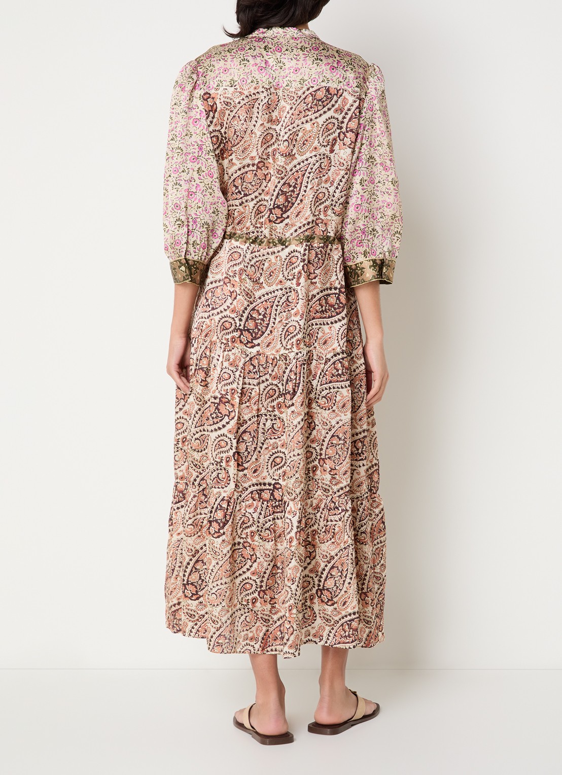 Gerard Darel Roselina midi tuniekjurk van zijde met bloemenprint  - achterkant 2 roze