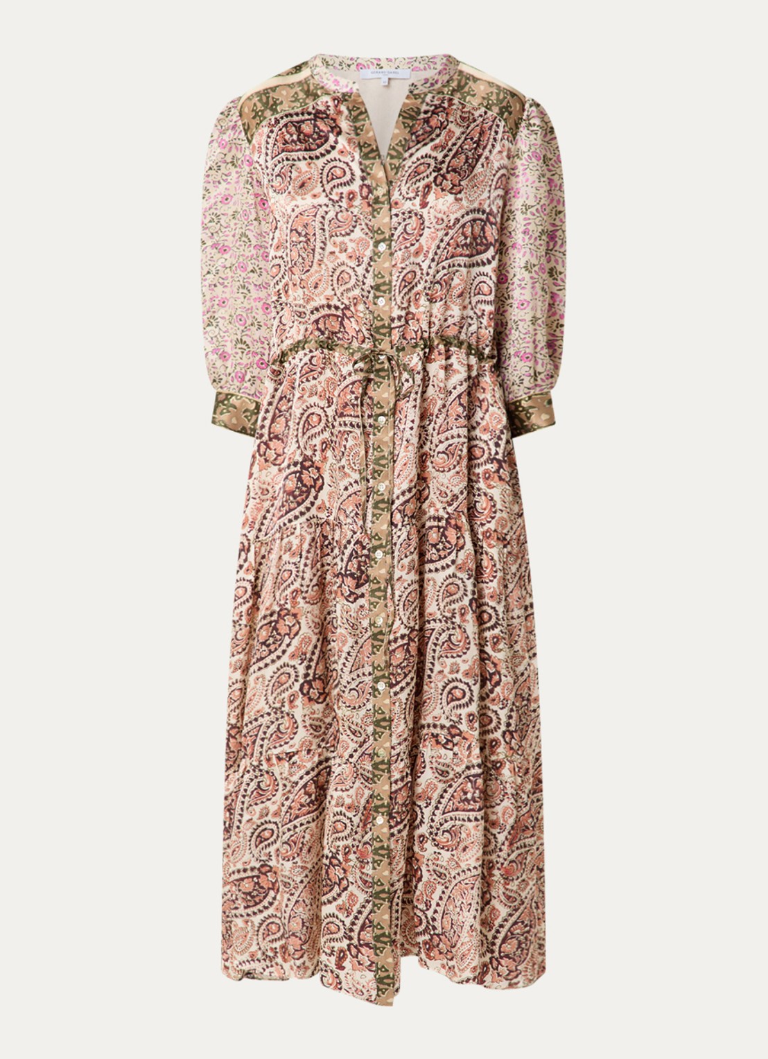 Gerard Darel Roselina midi tuniekjurk van zijde met bloemenprint  - voorkant 3 roze