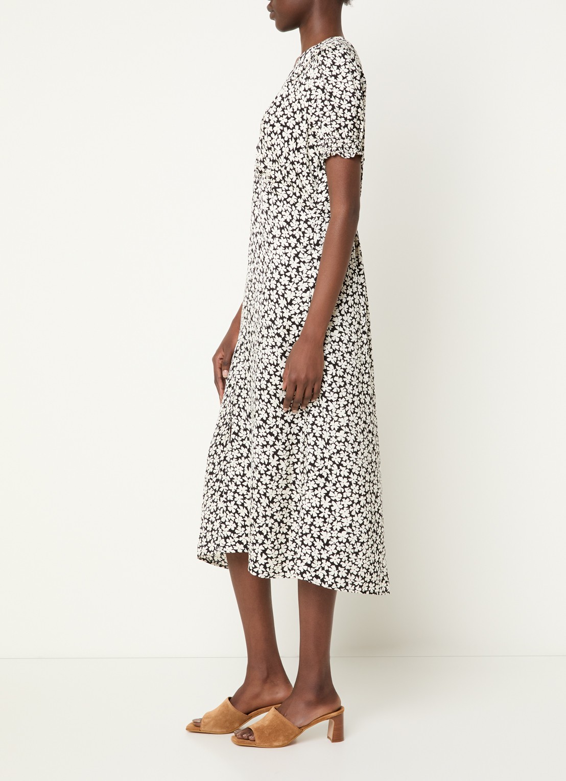 Gerard Darel Rosi midi jurk met bloemenprint - voorkant 4 zwart