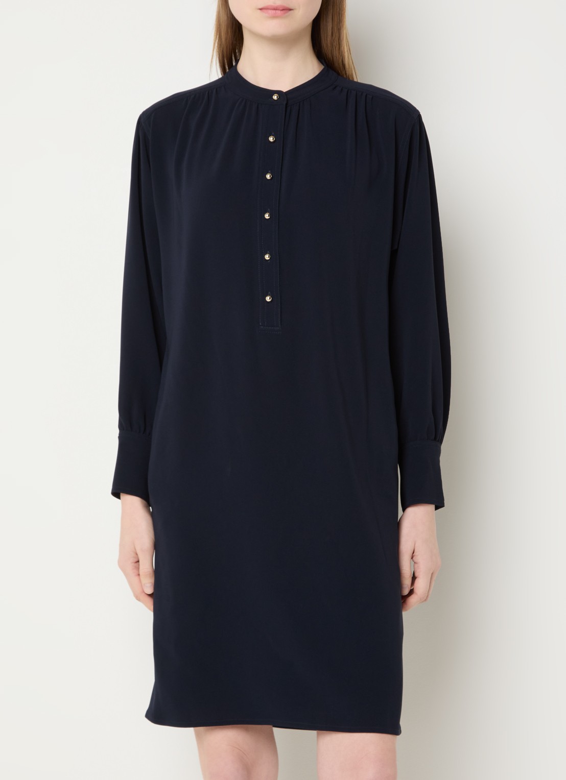 Gerard Darel Rosine mini jurk met ballonmouw - detail donkerblauw