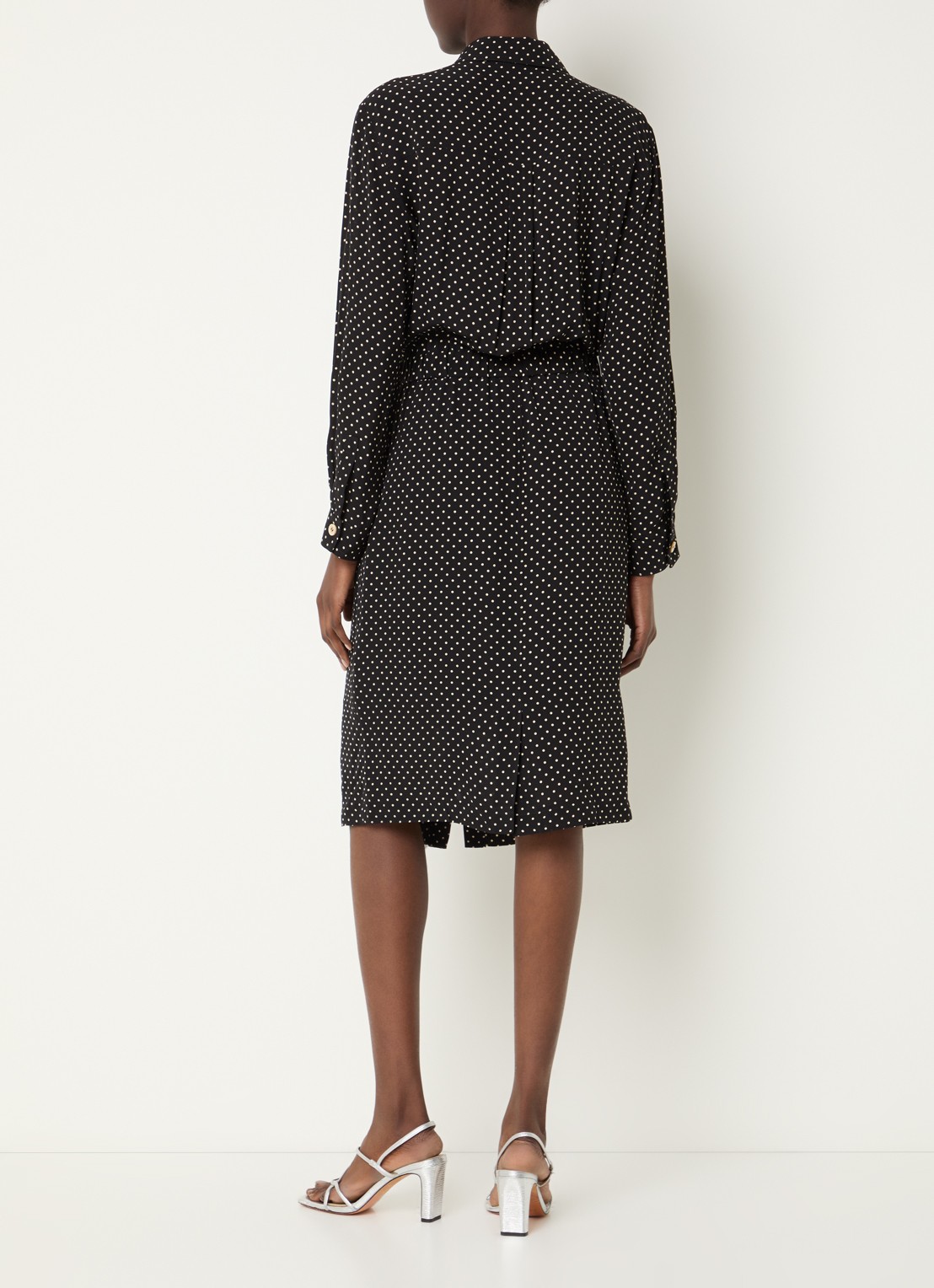 Gerard Darel Ruzena midi blousejurk met print en borstzak - achterkant zwart