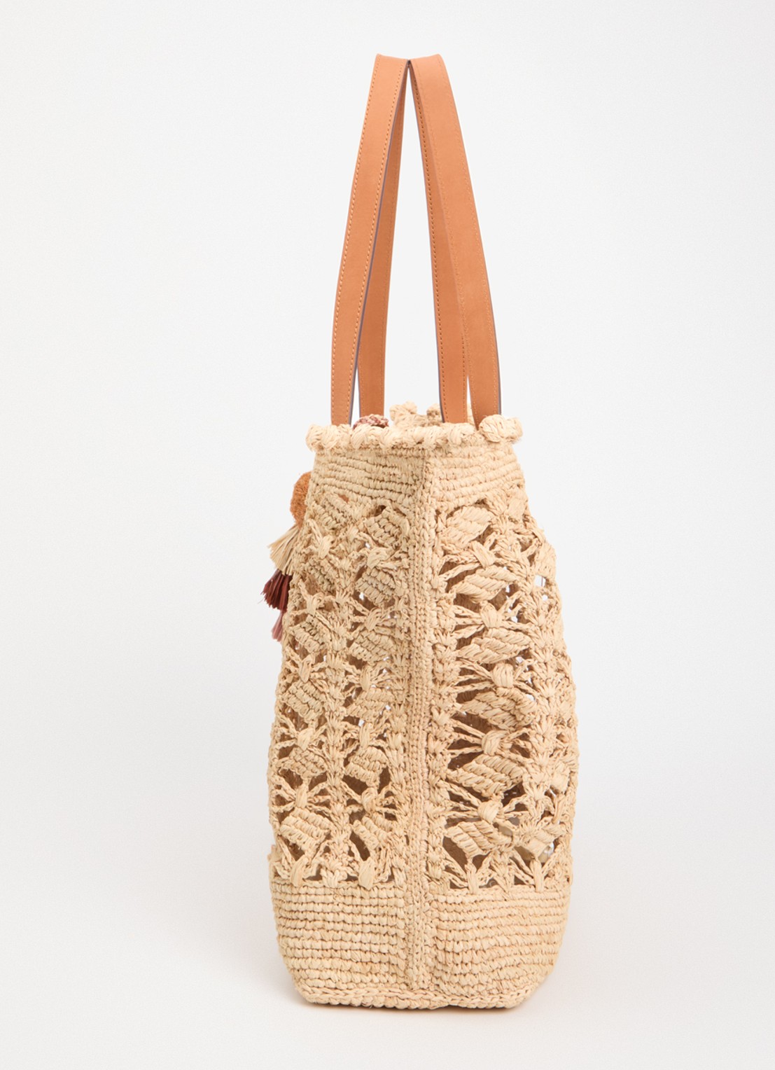 Gerard Darel Sandra Raffia schoudertas van stro met leren details - detail 3 beige