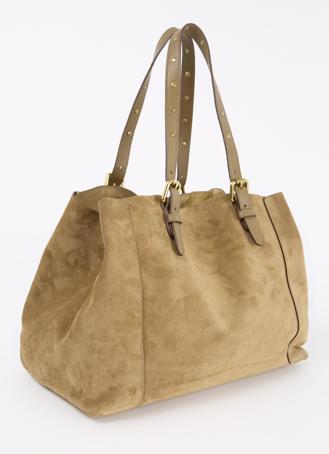 Gerard Darel Simple Bag shopper van suède met uitneembaar etui - achterkant camel
