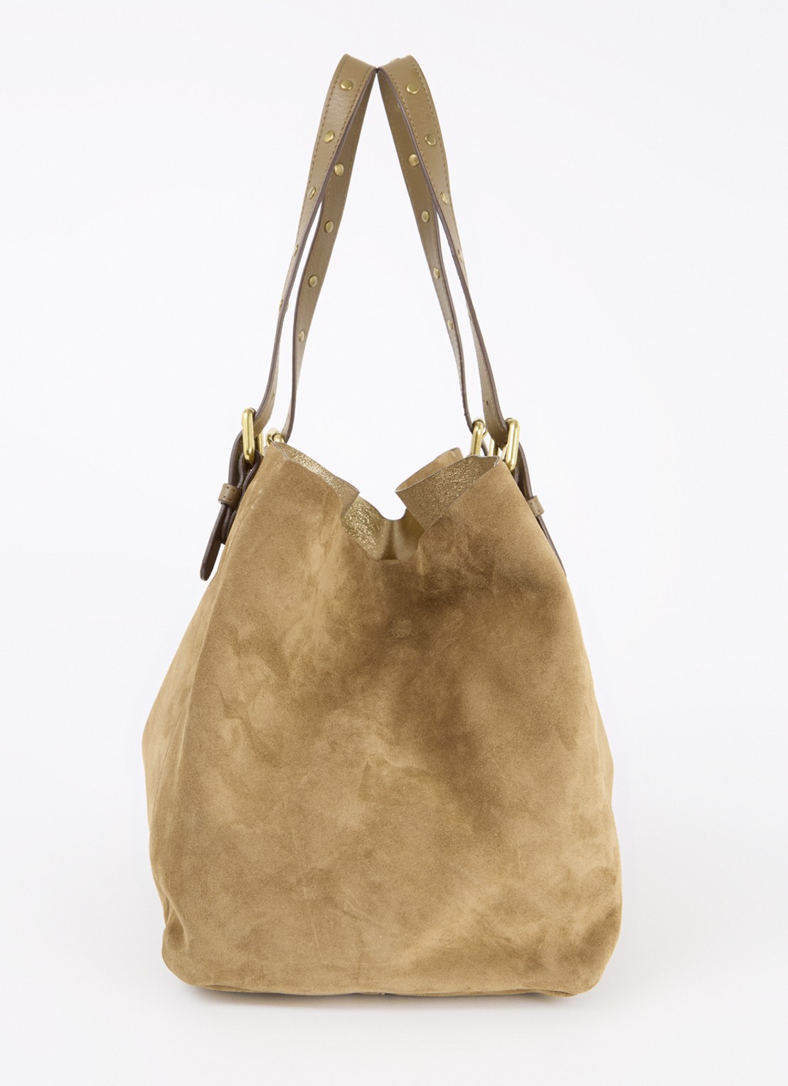 Gerard Darel Simple Bag shopper van suède met uitneembaar etui - detail 4 camel