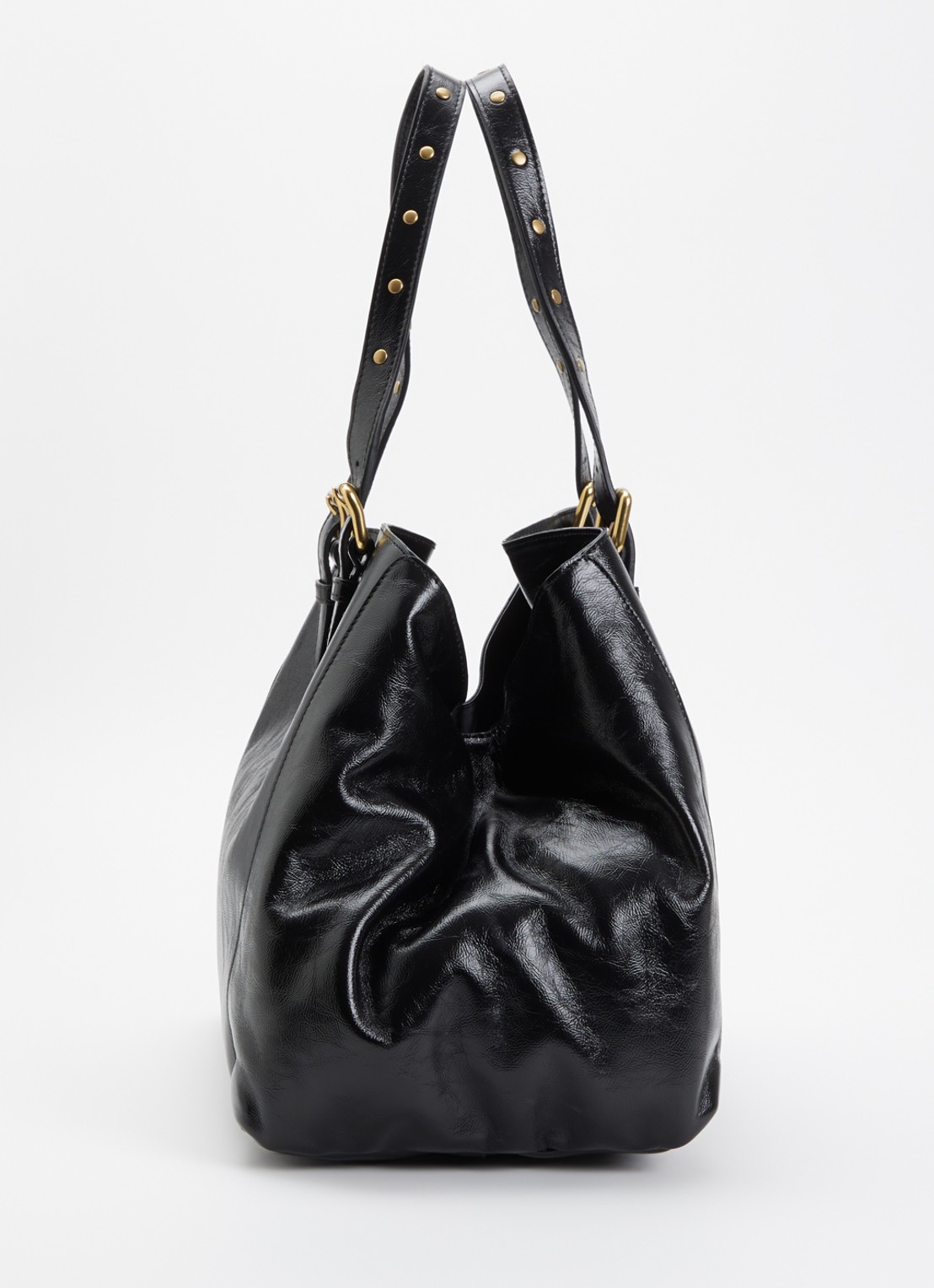 Gerard Darel Simple schoudertas van leer met structuur - detail 2 zwart