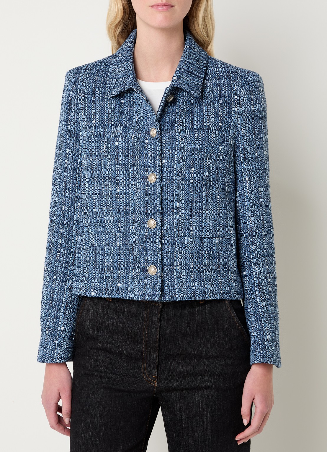Gerard Darel Tahlia jack met tweed-look en lurex - detail indigo